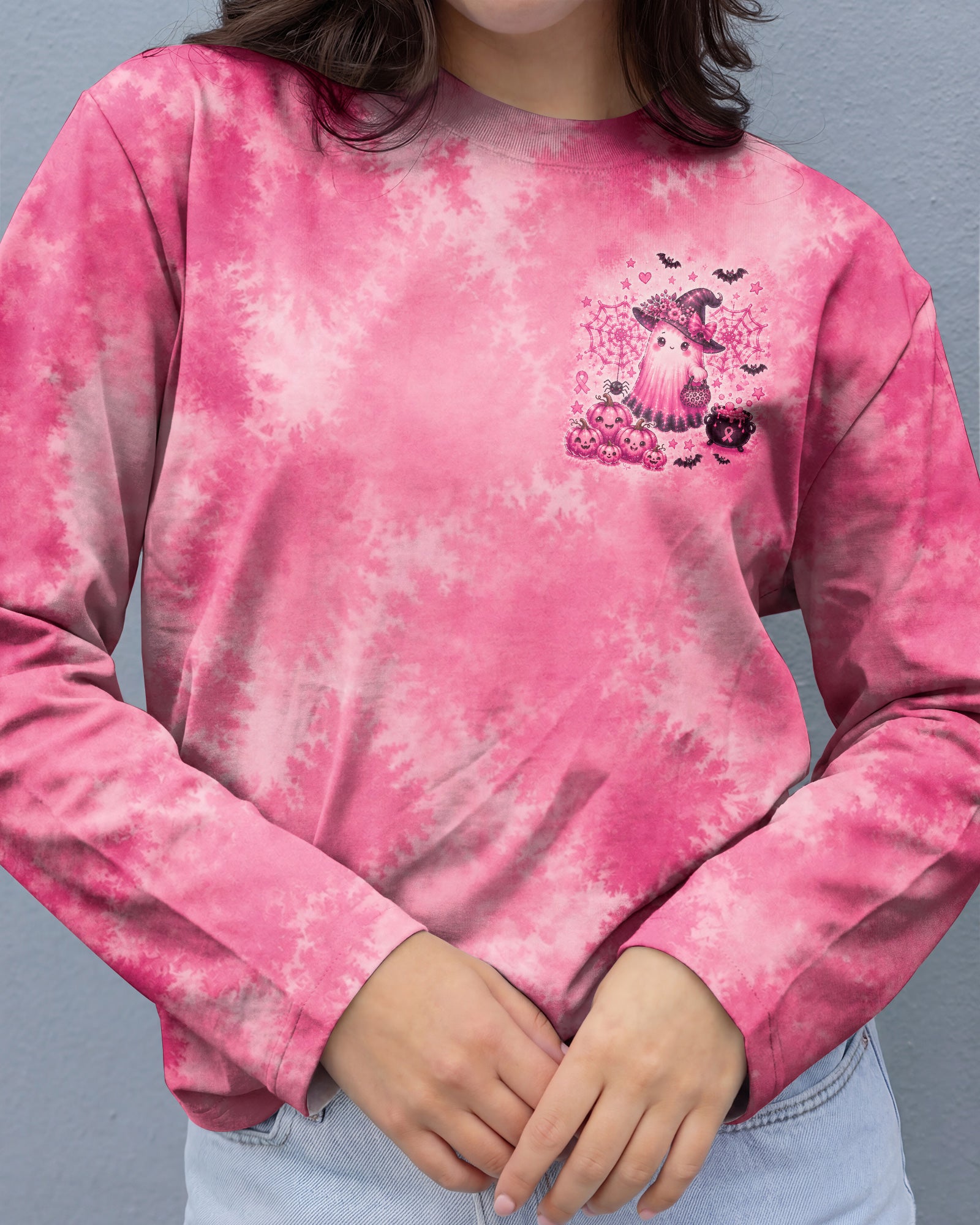 IN OCTOBER WE WEAR PINK WITCHY GHOST ALL OVER PRINT - KMTM2107261