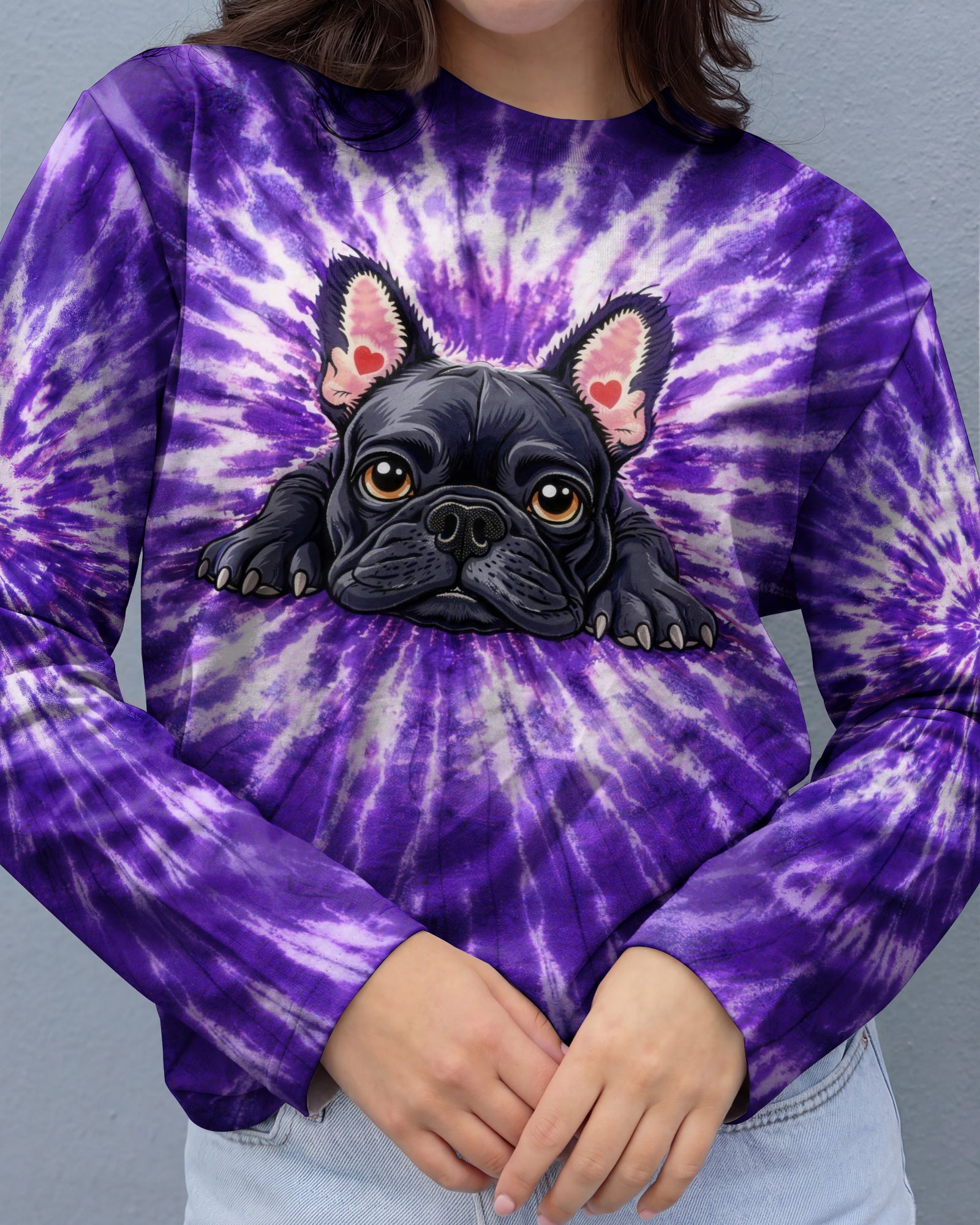 FRENCH BULLDOG PURPLE SWIRL ALL OVER PRINT - TLHG0903262