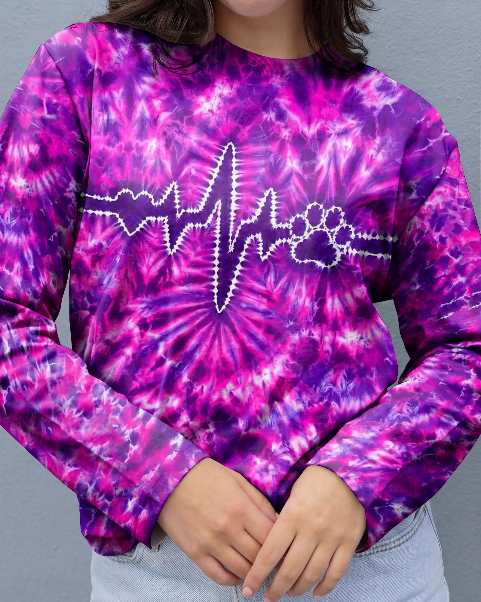 HEARTBEAT PAW PRINT PURPLE PINK BURST ALL OVER PRINT - TLHG1706261