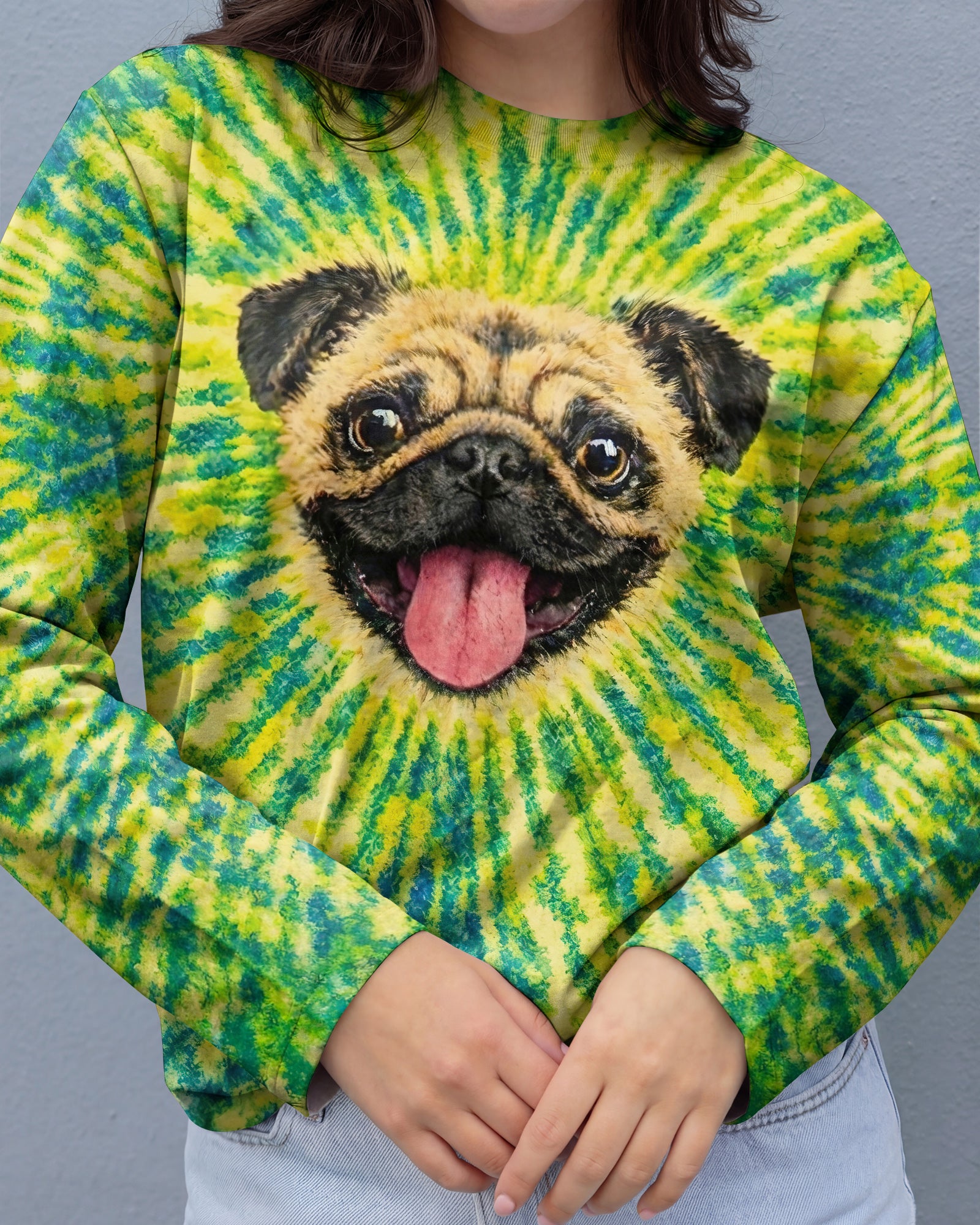 PUG DOG LEMON YELLOW SWIRL ALL OVER PRINT - TLNT2502262