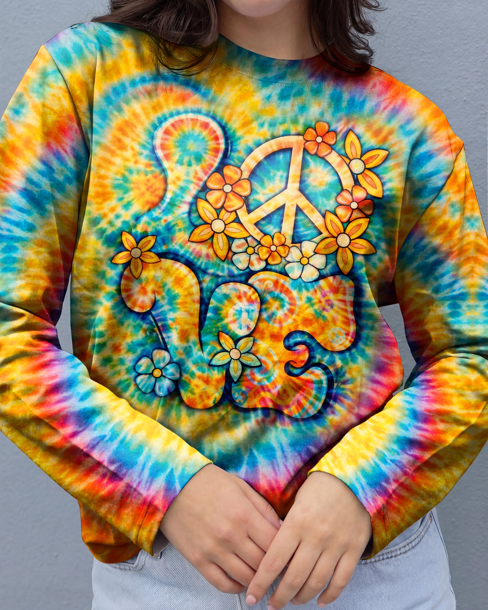 LOVE PEACE SYMBOL SWIRL ALL OVER PRINT - TLHN2303261