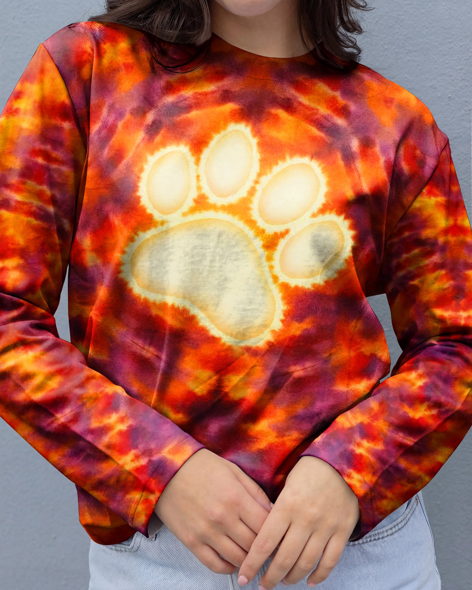 PAW PRINT BURNT ORANGE SWIRL ALL OVER PRINT - TLHG1303262