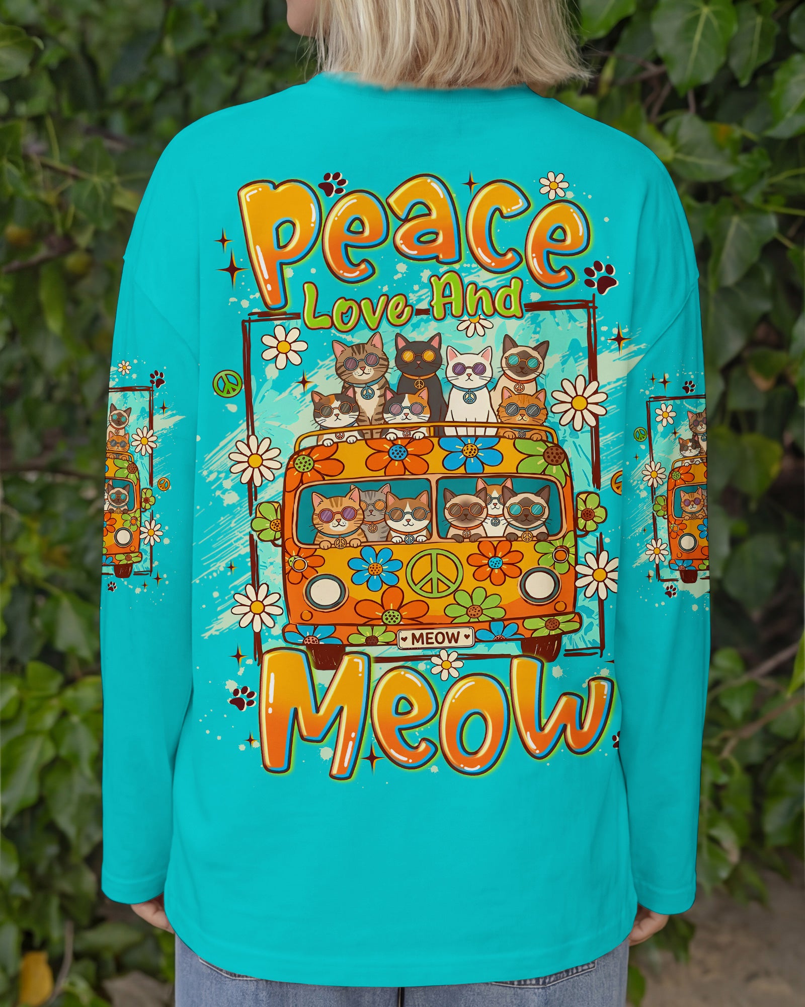 PEACE LOVE AND MEOW CATS ALL OVER PRINT - TYLN2407263