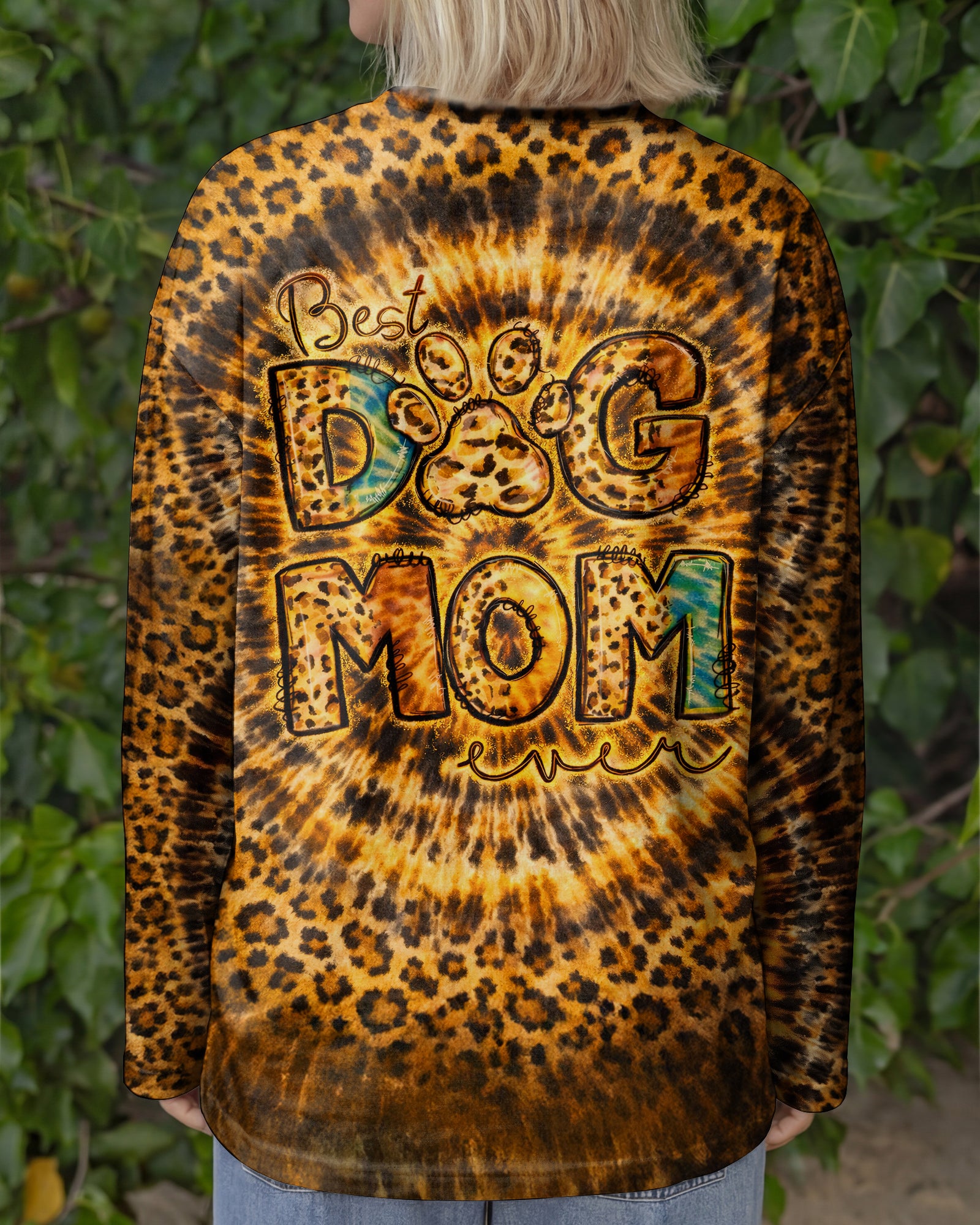 BEST DOG MOM EVER LEOPARD SWIRL ALL OVER PRINT   - TLNT1003261