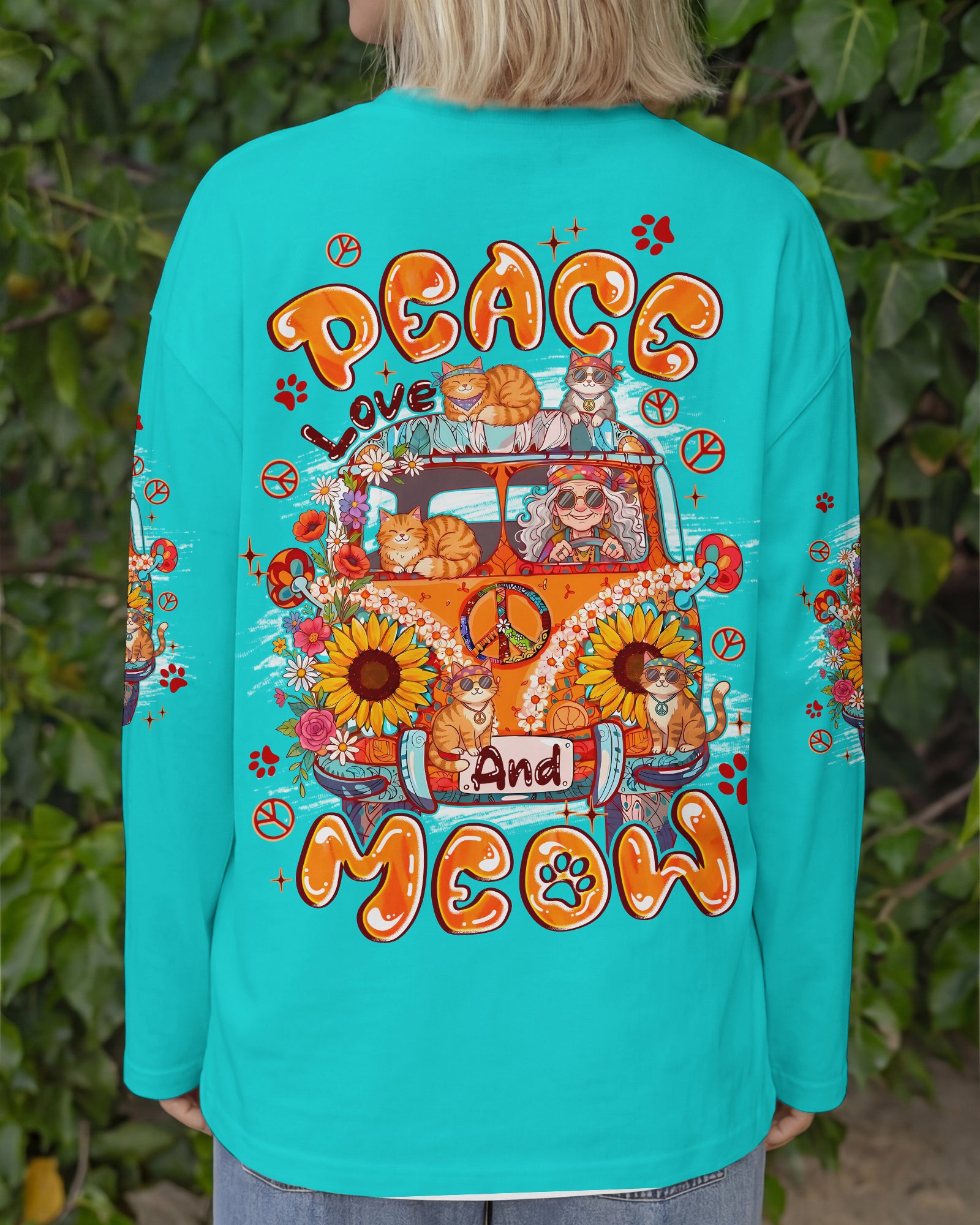 PEACE LOVE AND MEOW ALL OVER PRINT - TYPQ2107261