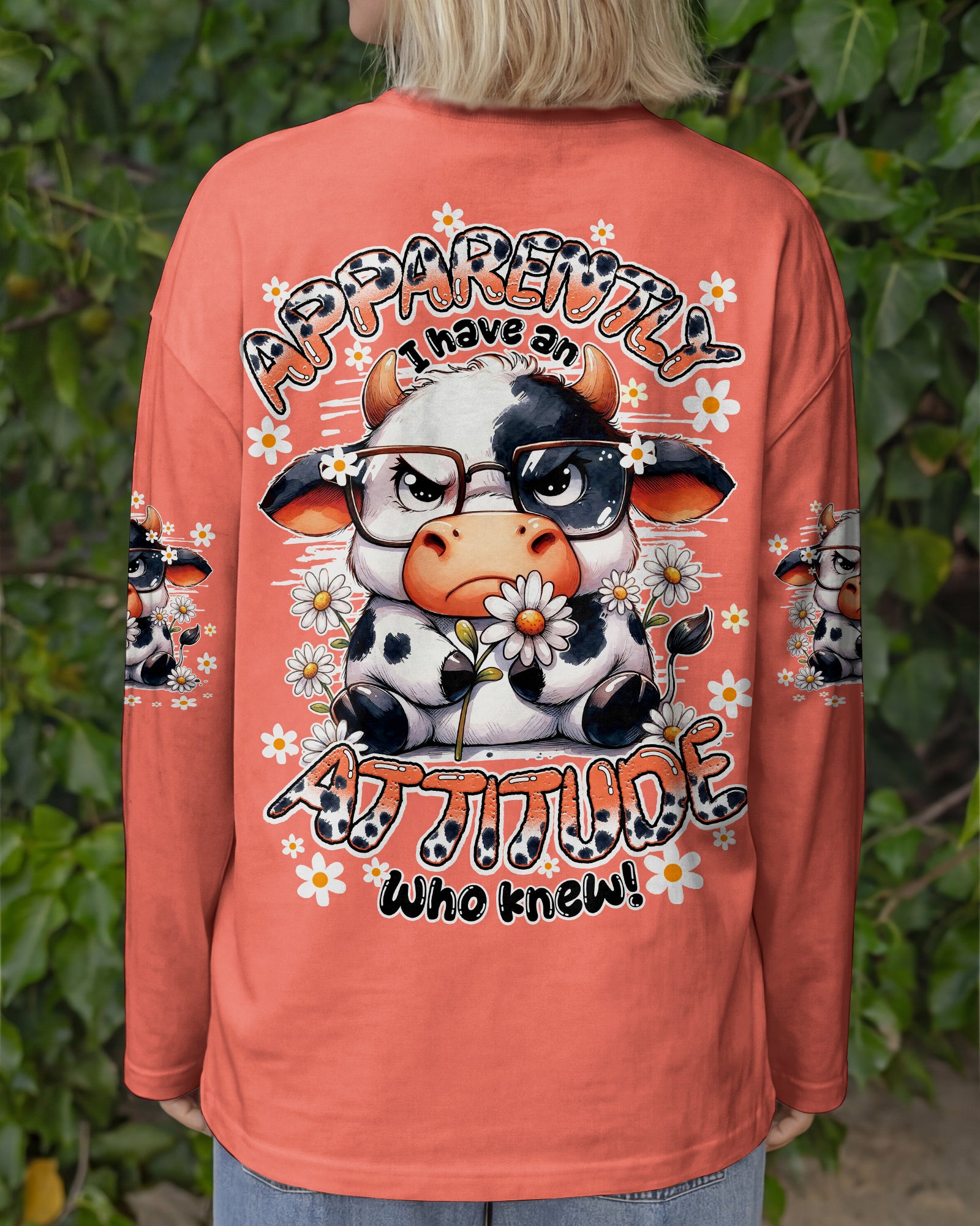 APPARENTLY I HAVE AN ATTITUDE WHO KNEW COW ALL OVER PRINT - TY0206261