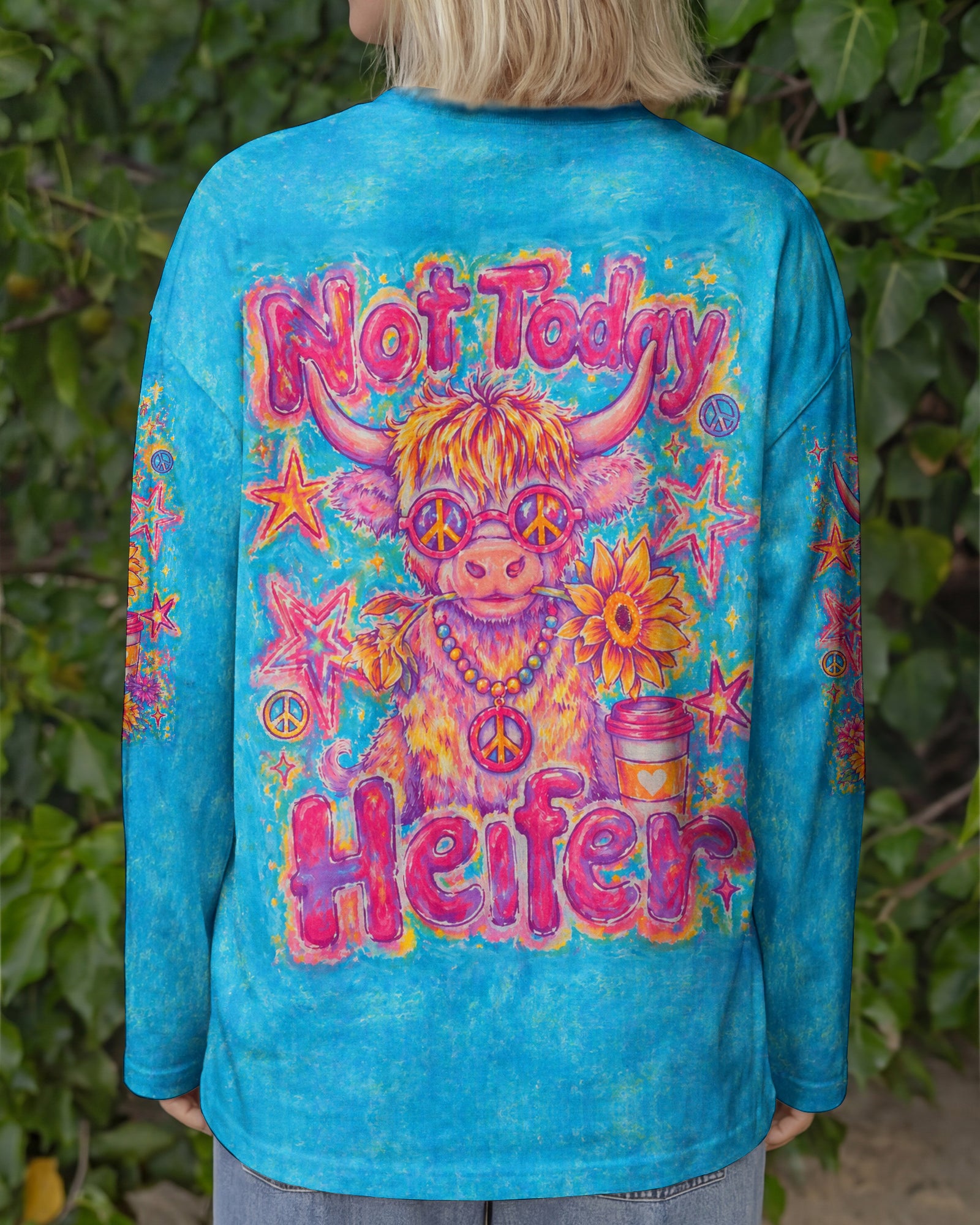 NOT TODAY HEIFER HIGHLAND COW PEACE ALL OVER PRINT - KMTM1507263