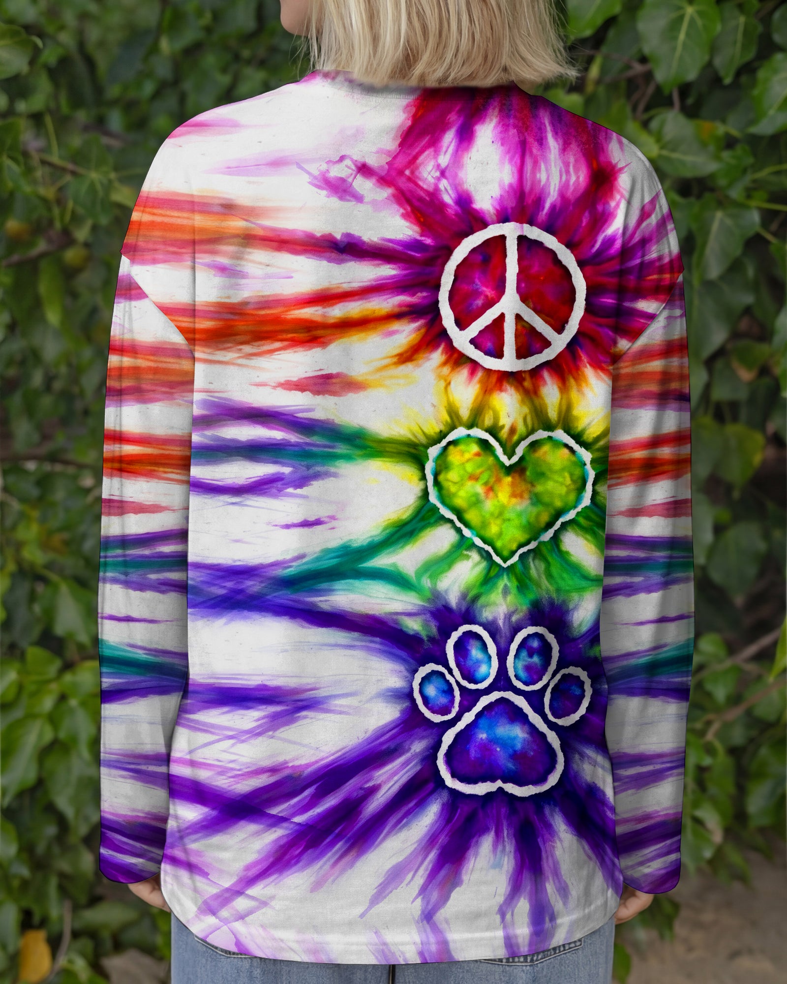 PEACE LOVE PAW PRINT SWIRL ALL OVER PRINT - TLHG2003263
