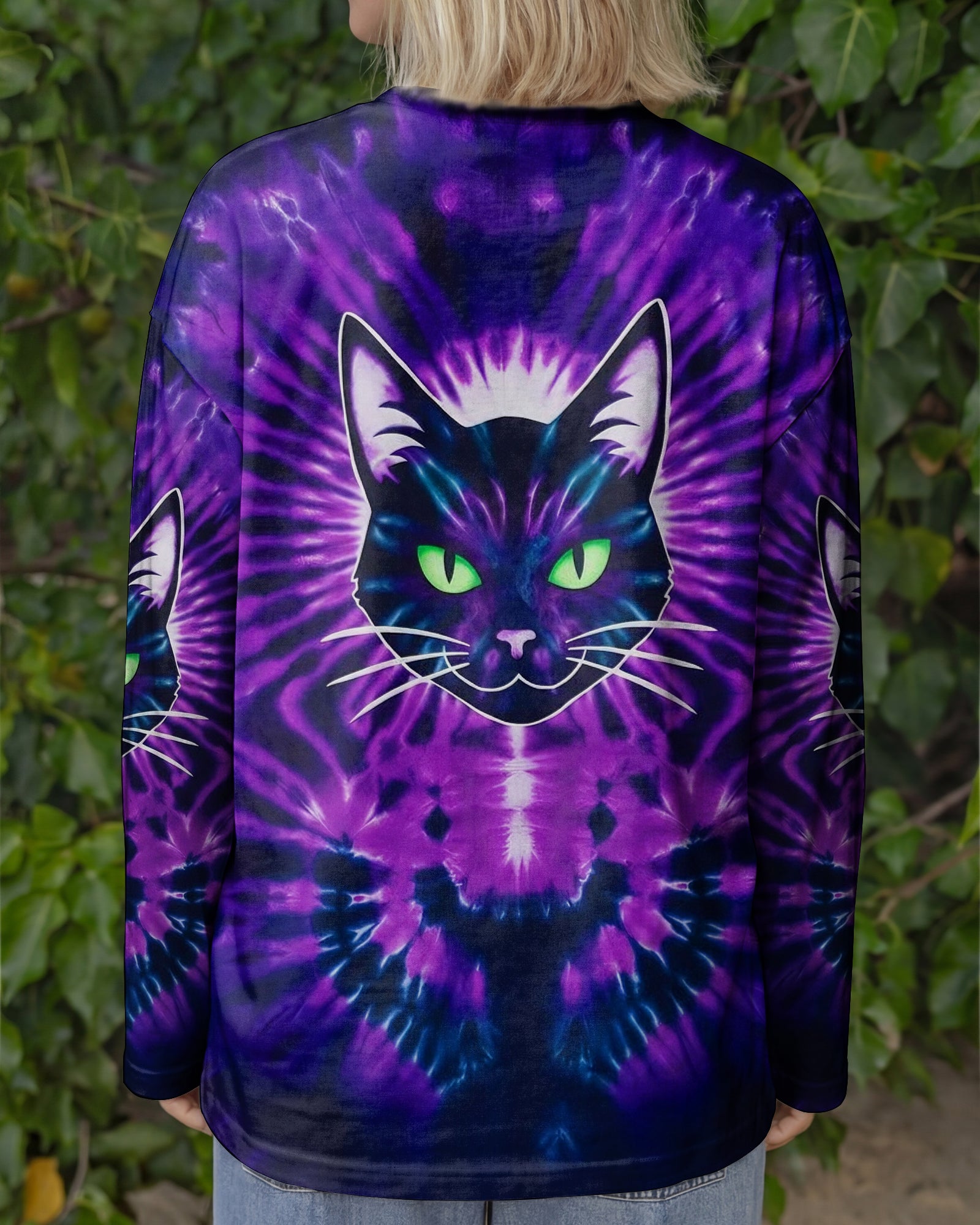 NEON PURPLE COOL CAT ALL OVER PRINT - YHHG0202261