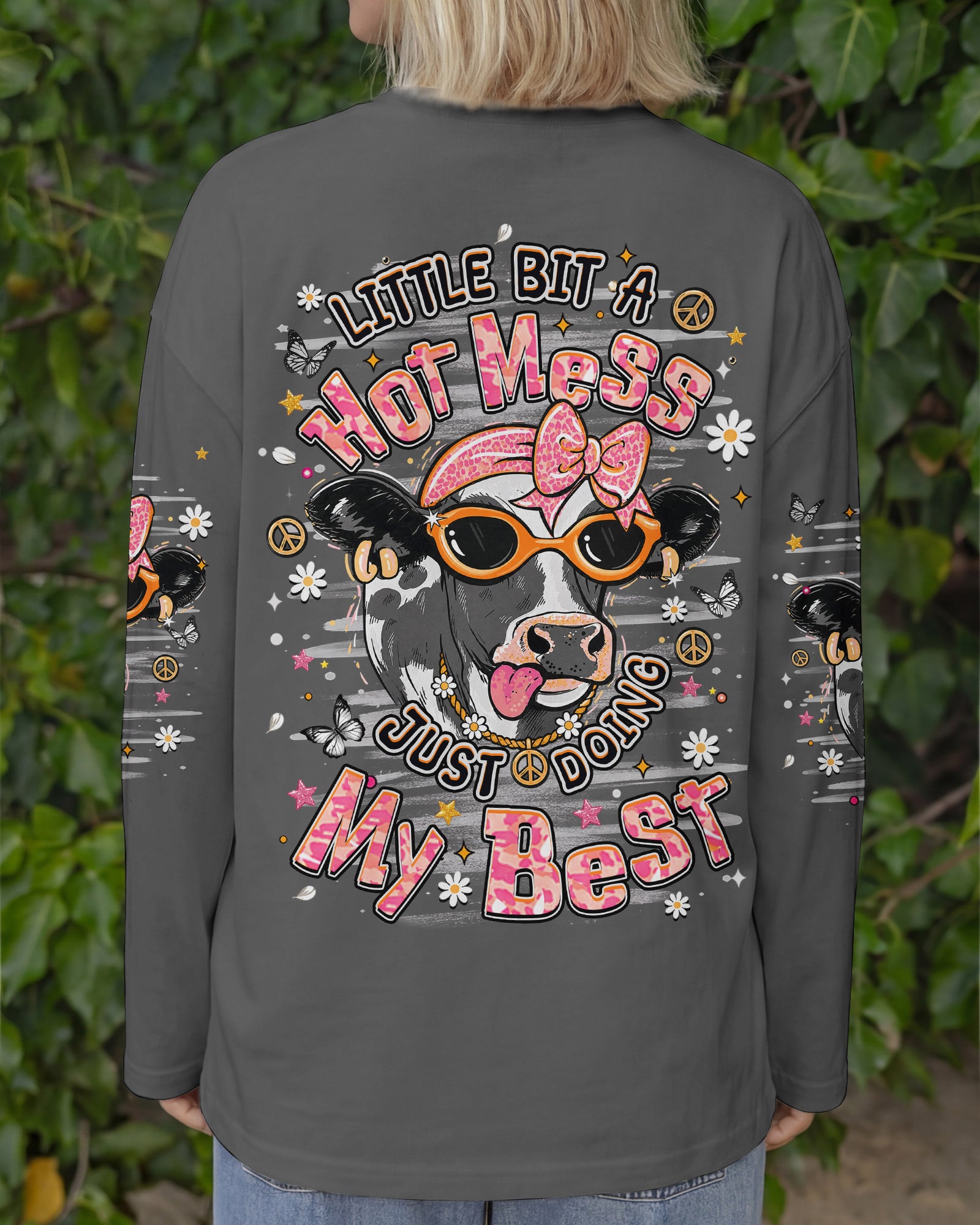 LITTLE BIT A HOT MESS COW ALL OVER PRINT  - TLHN1806264