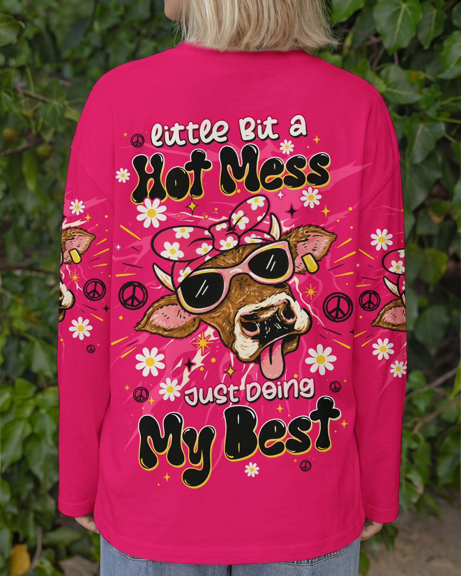 LITTLE BIT A HOT MESS COW ALL OVER PRINT  - TLTW1706264
