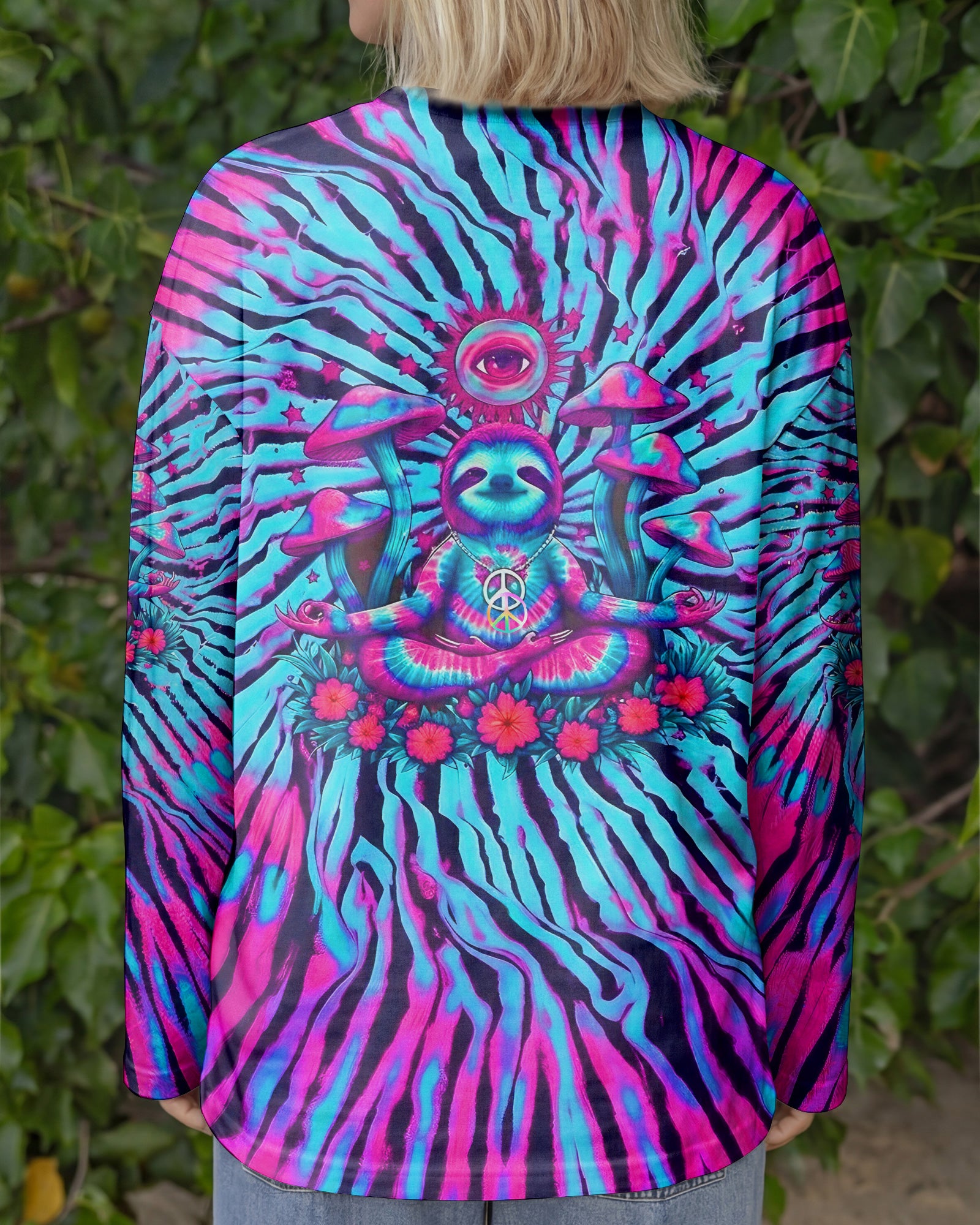 PINK TEAL SWIRL PEACE SLOTH ALL OVER PRINT - YHLT0902261