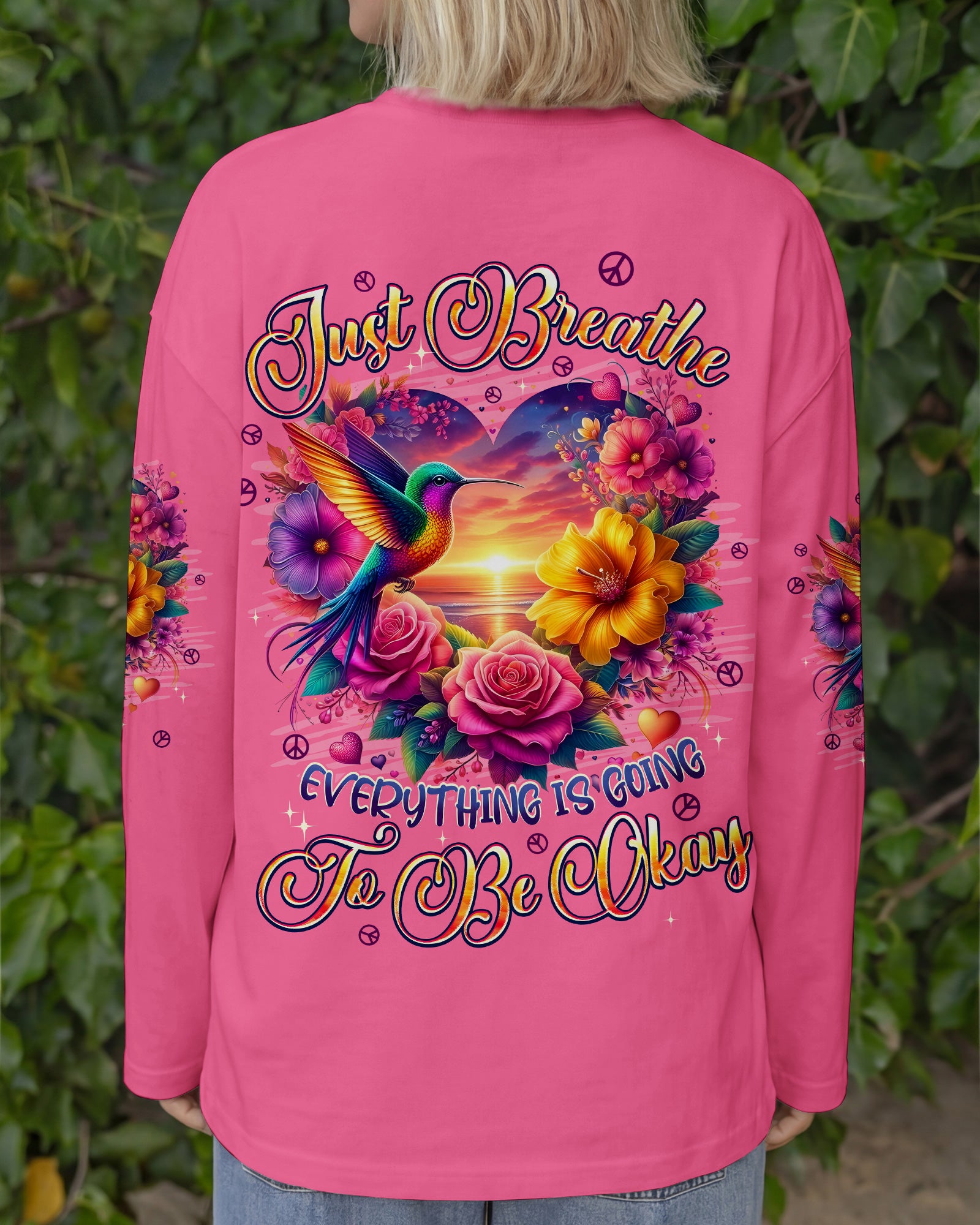 JUST BREATHE HUMMINGBIRD ALL OVER PRINT - TYPQ0602262