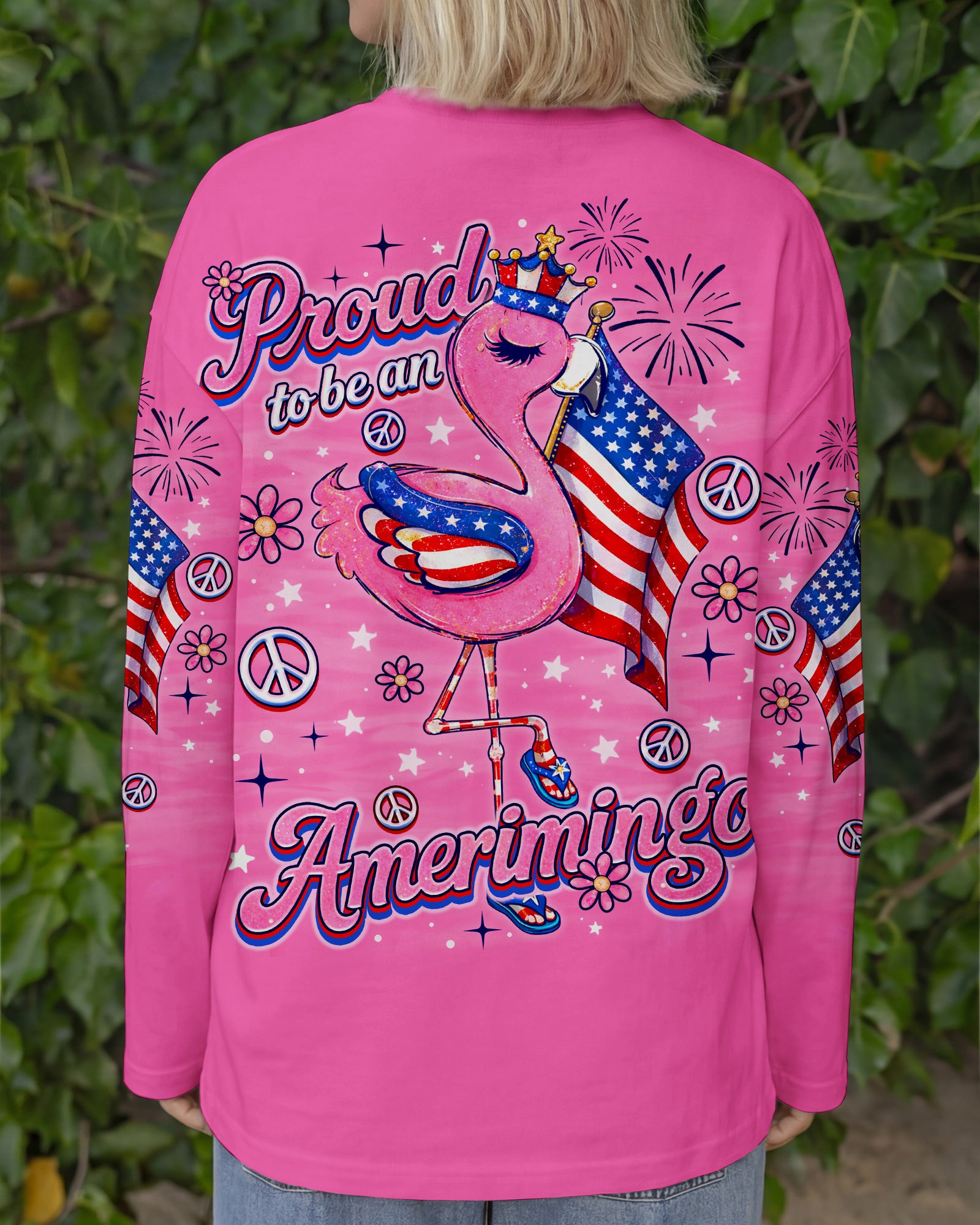 PROUD TO BE AN AMERIMINGO FLAMINGO ALL OVER PRINT  - TLNO2403262