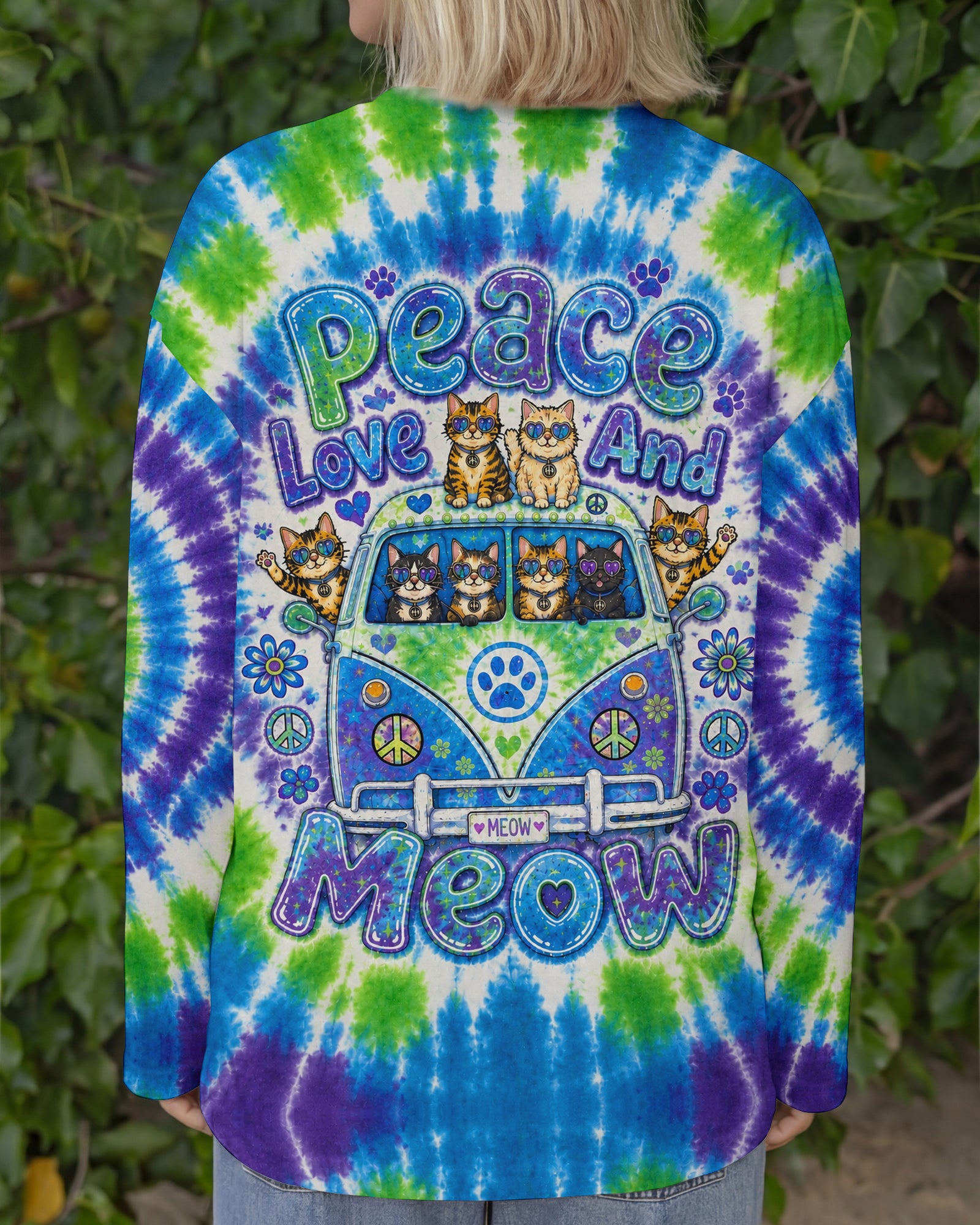 PEACE LOVE AND MEOW CAT VAN ALL OVER PRINT - KMTM3107262