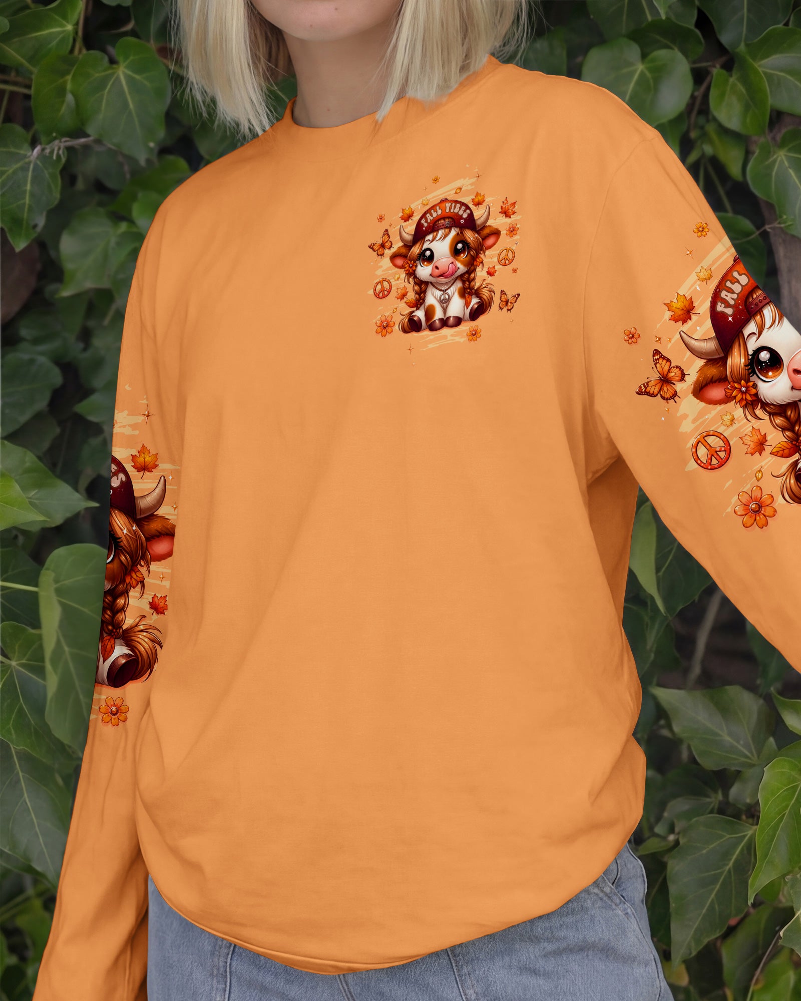 LEAVES FALL I DON'T HIGHLAND COW AUTUMN ALL OVER PRINT - TLTW2707264