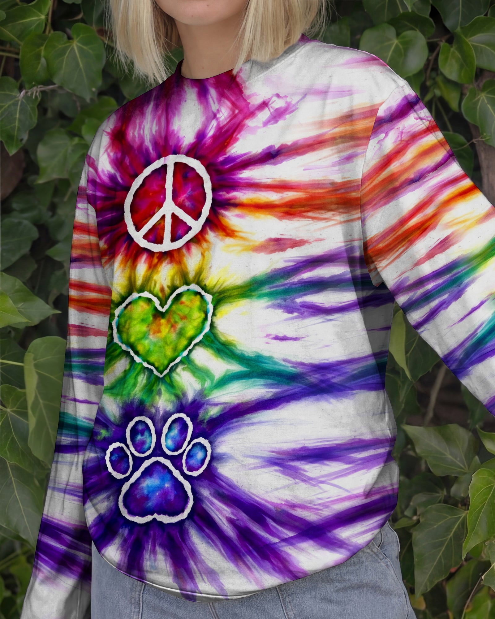 PEACE LOVE PAW PRINT SWIRL ALL OVER PRINT - TLHG2003263