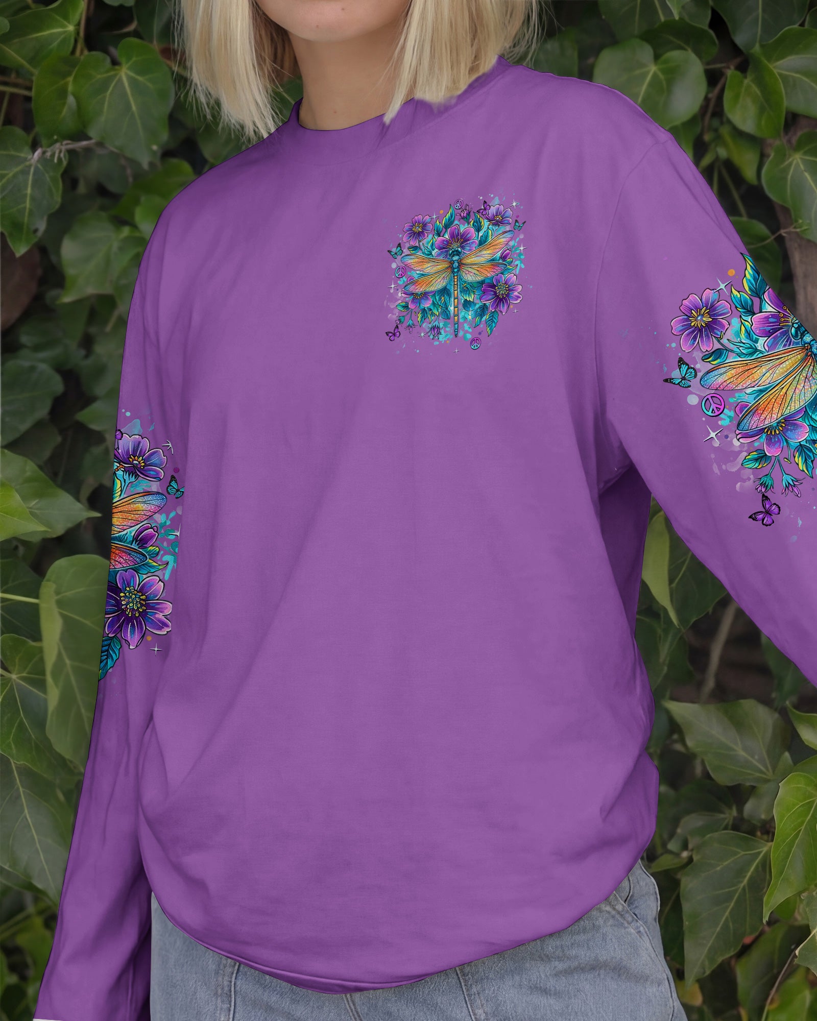 JUST BREATHE DRAGONFLY FLORAL ALL OVER PRINT - TLHN2403262