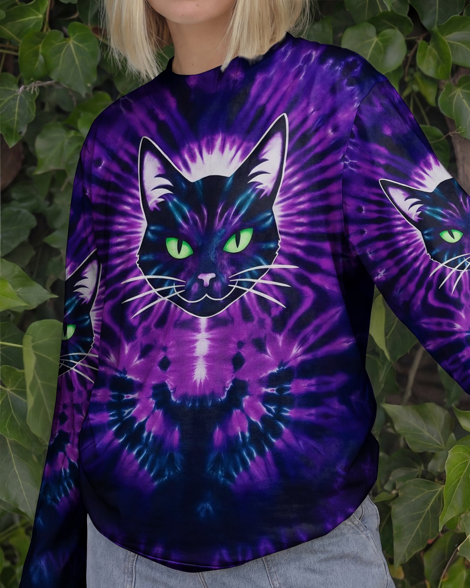 NEON PURPLE COOL CAT ALL OVER PRINT - YHHG0202261
