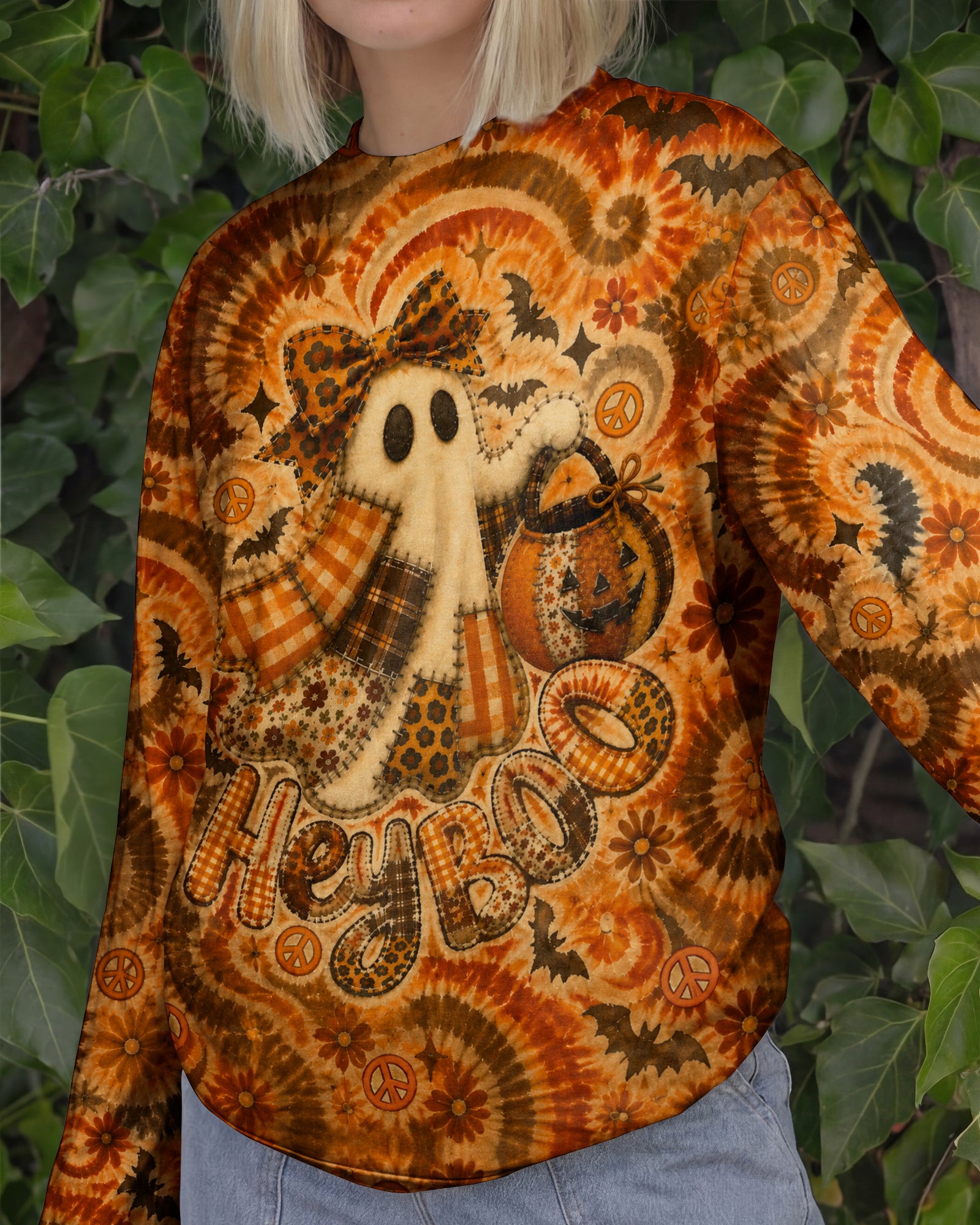 HEY BOO PATCHWORK GHOST HALLOWEEN ALL OVER PRINT - KMTM2707261