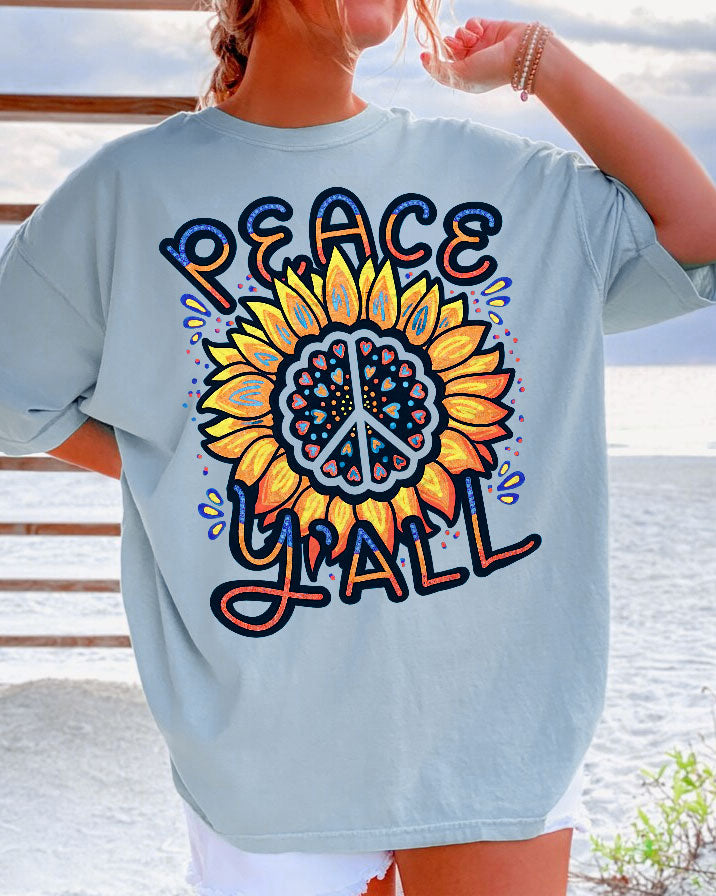 PEACE Y'ALL TIE DYE COTTON SHIRT - TLTR0606239