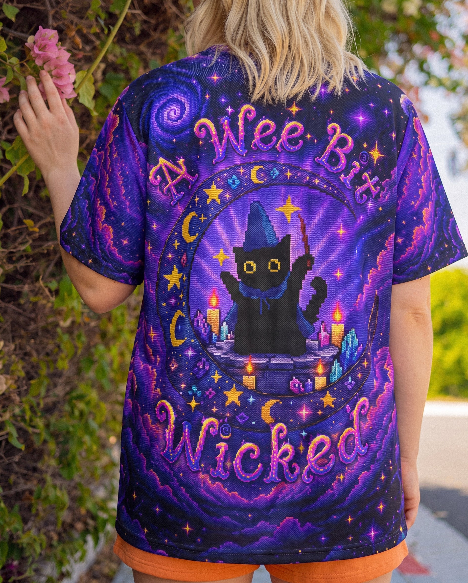 A WEE BIT WICKED BLACK CAT WITCH MOON ALL OVER PRINT - KMTM2207261