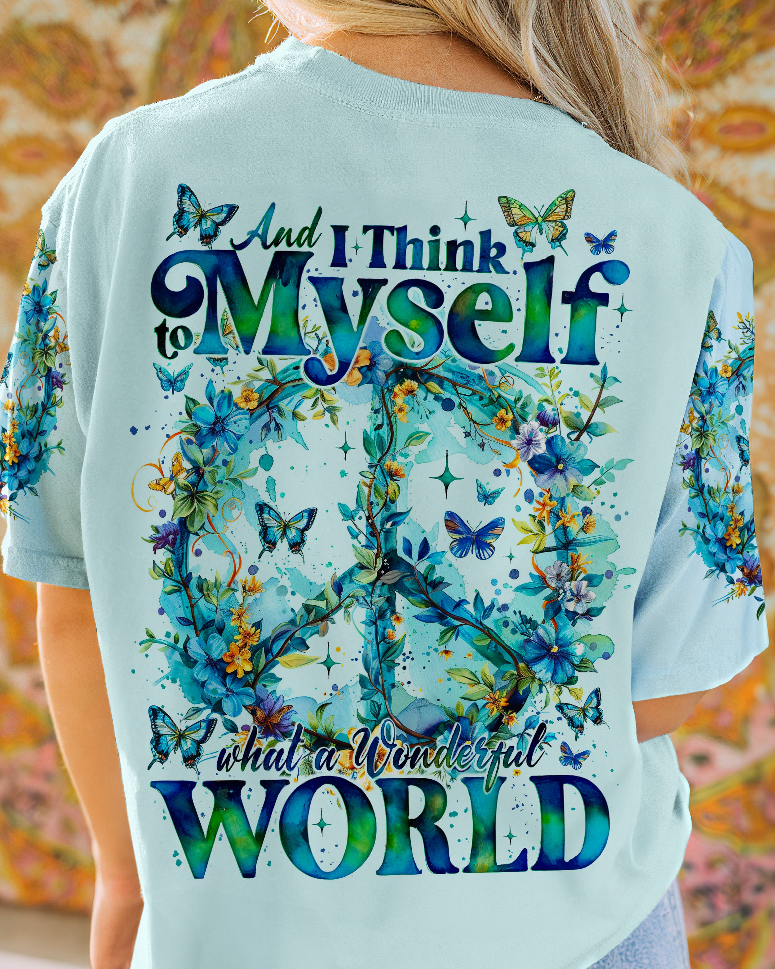 A WONDERFUL WORLD PEACE FLOWERS ALL OVER PRINT - TY1005241
