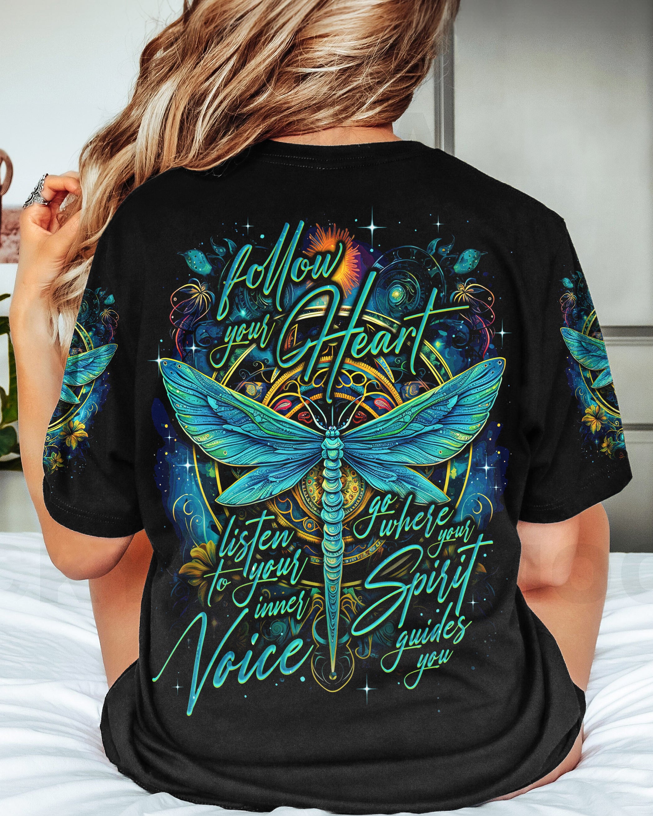 FOLLOW YOUR HEART DRAGONFLY ALL OVER PRINT - TY2408234