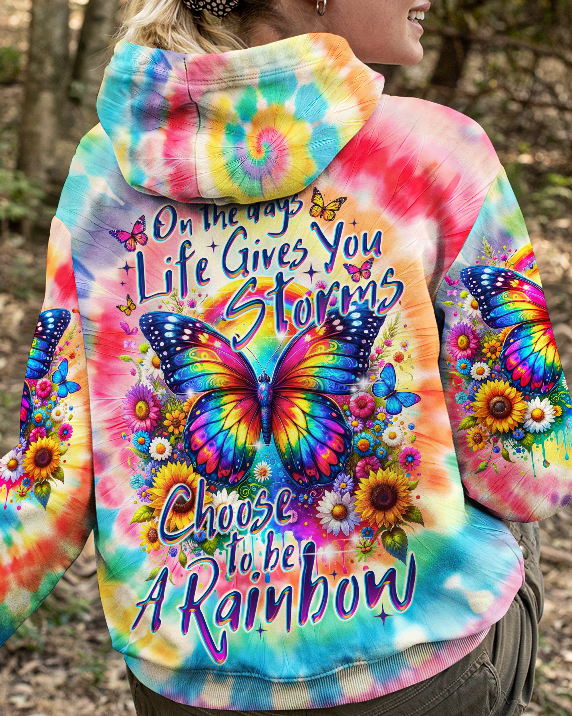 CHOOSE TO BE A RAINBOW BUTTERFLY TIE DYE ALL OVER PRINT - TY1502241