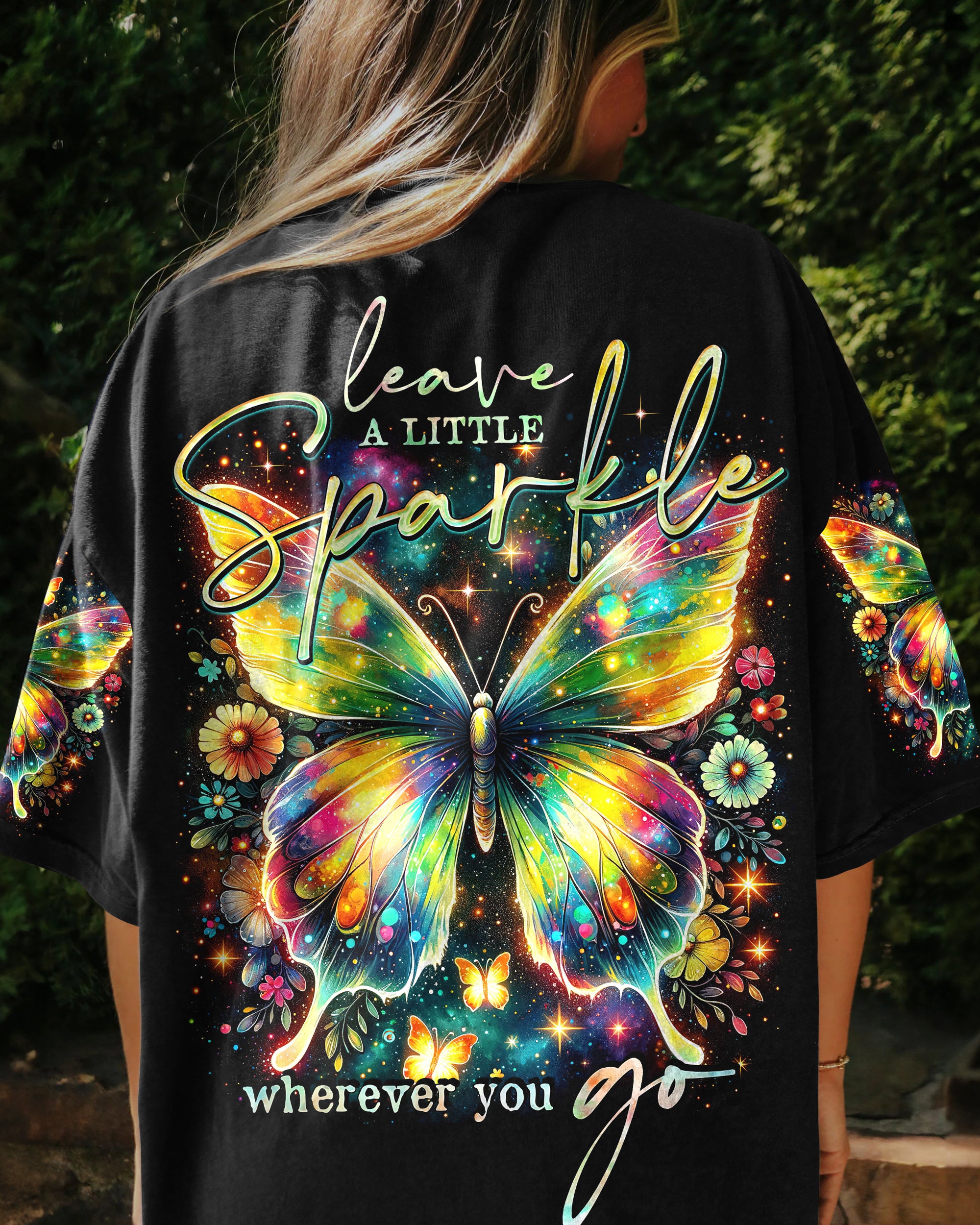 LEAVE A LITTLE SPARKLE WHEREVER YOU GO BUTTERFLY ALL OVER PRINT - TY3001241