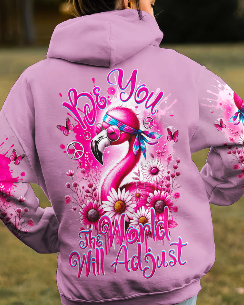 BE YOU THE WORLD WILL ADJUST FLAMINGO ALL OVER PRINT - TY2411231