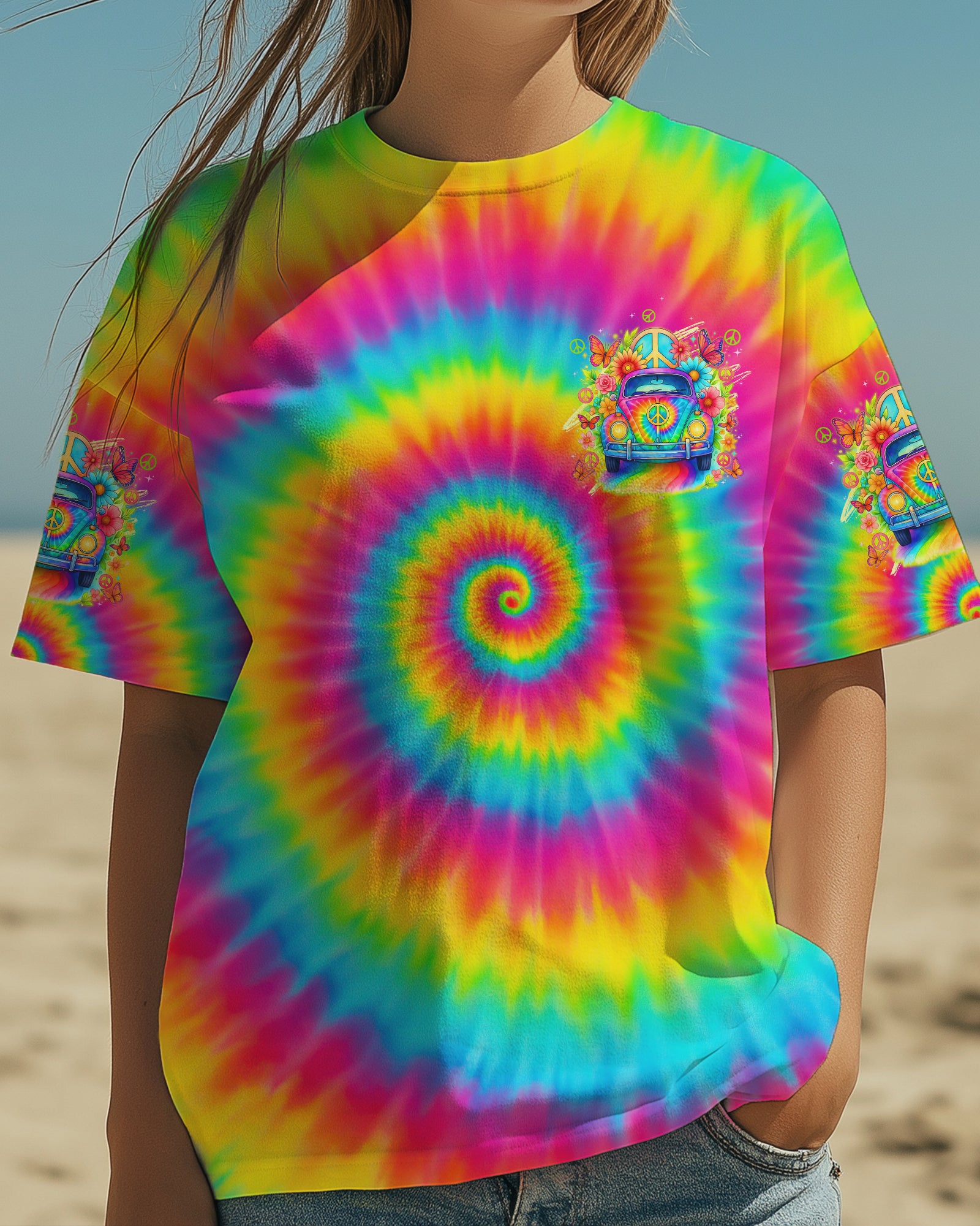 RUNNING AGAINST THE WIND CAR TIE DYE ALL OVER PRINT - TYTD2008252