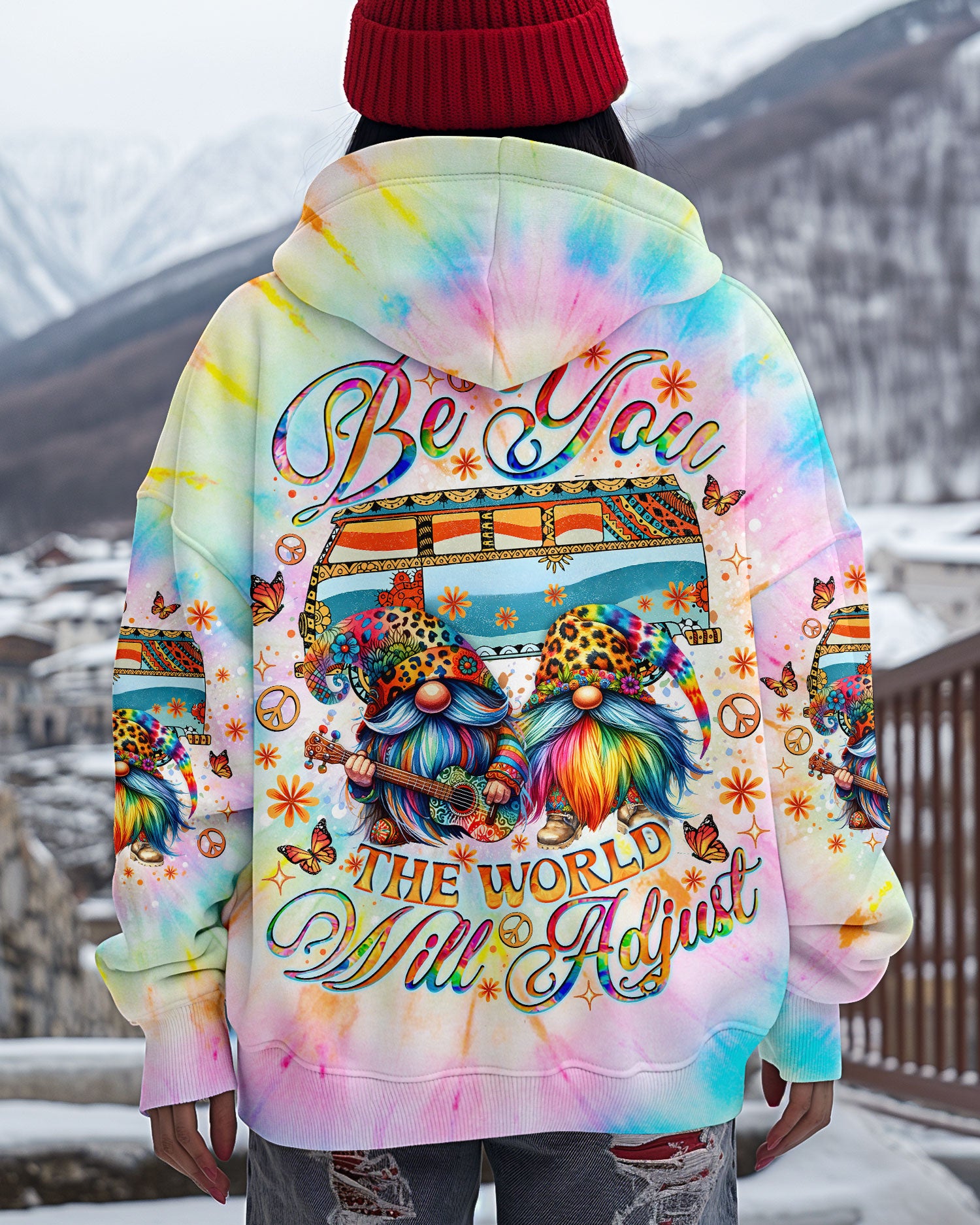 BE YOU THE WORLD WILL ADJUST GNOME TIE DYE ALL OVER PRINT - TLNO1202254