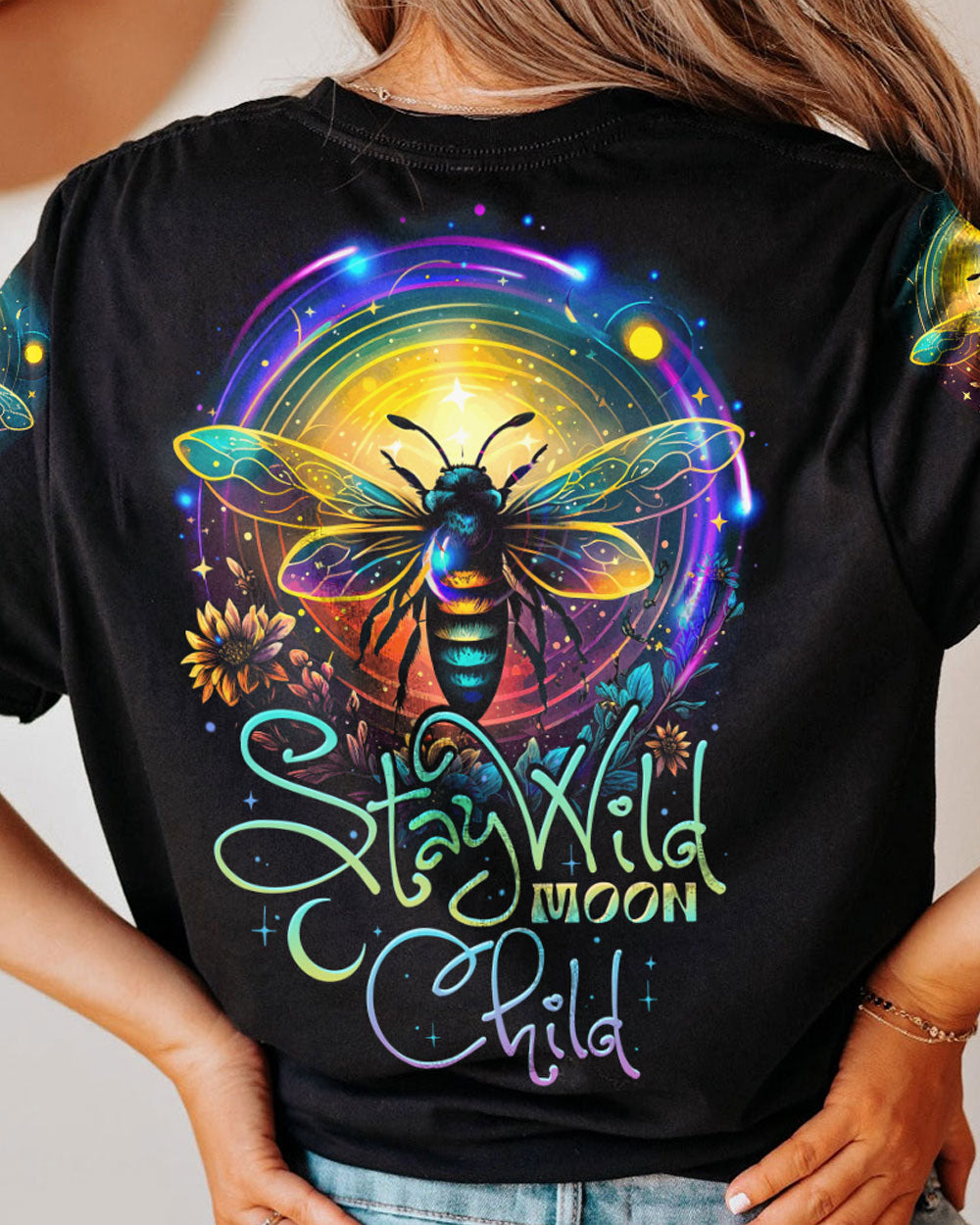STAY WILD MOON CHILD BEE ALL OVER PRINT - TY0803233