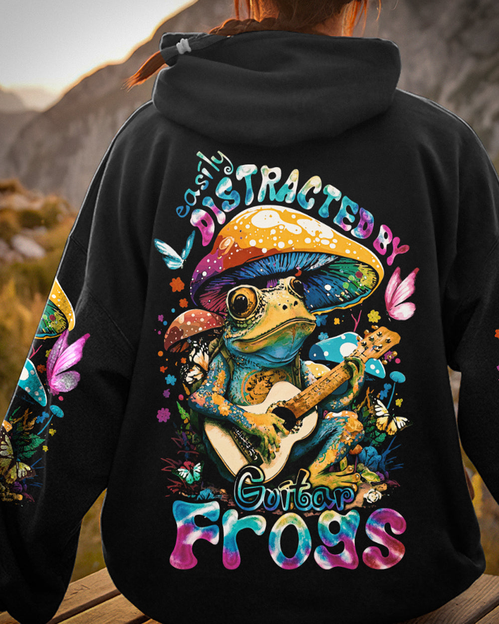 EASILY DISTRACTED BY GUITAR FROGS ALL OVER PRINT - TY2202231