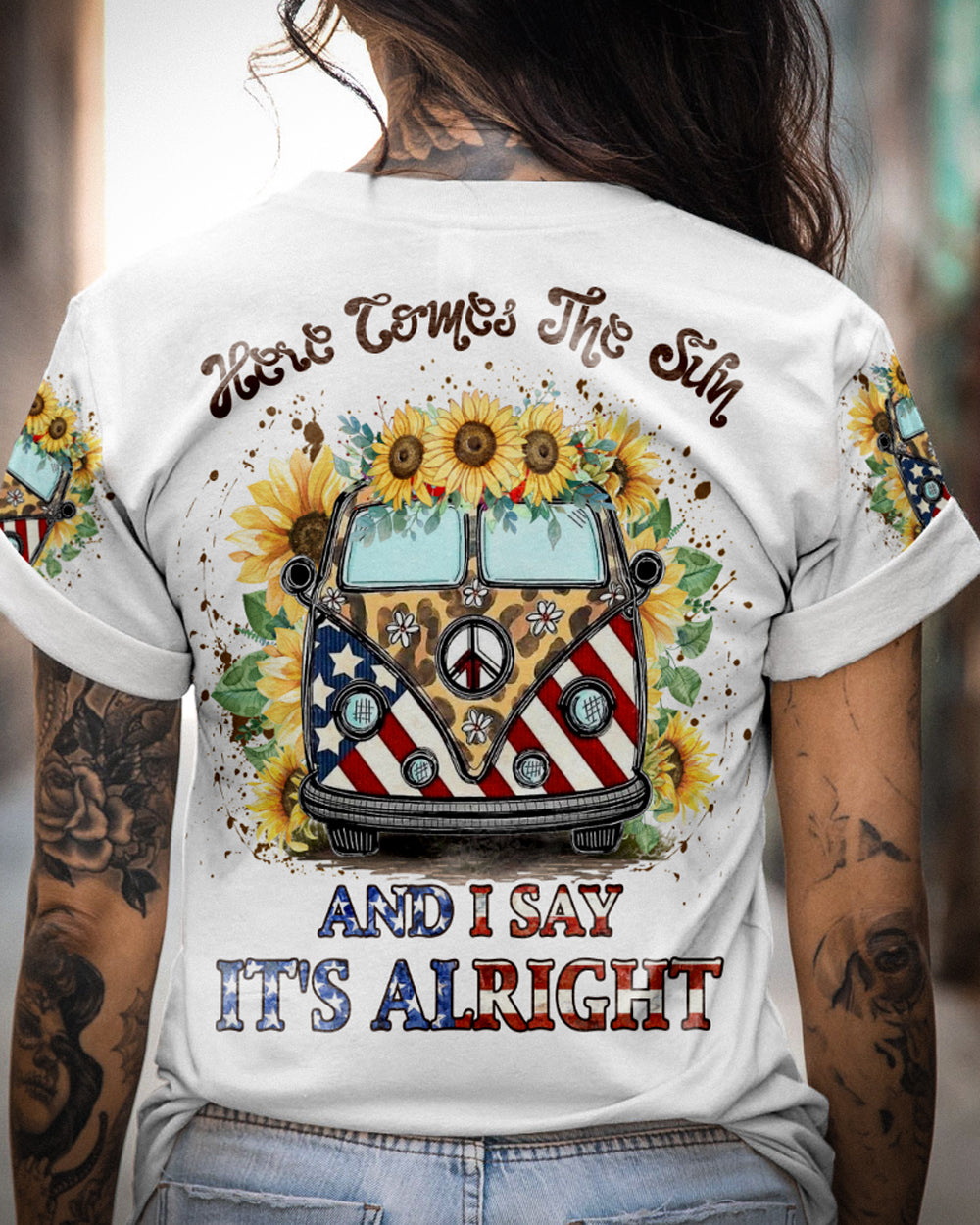 HERE COMES THE SUN LEOPARD SUNFLOWER ALL OVER PRINT - YHLN1402232