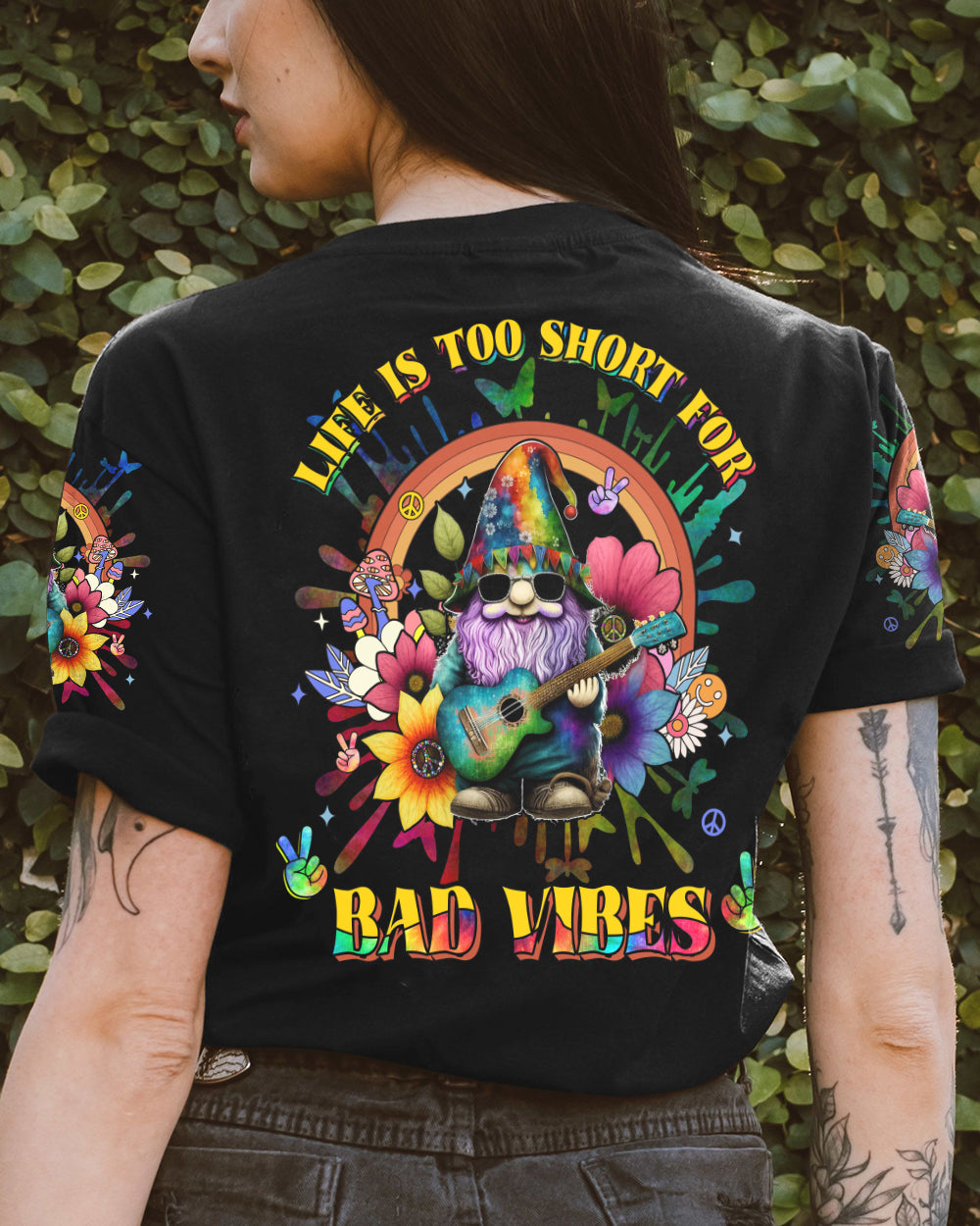 LIFE IS TOO SHORT FOR BAD VIBES GNOMIE ALL OVER PRINT - YHHG0902231