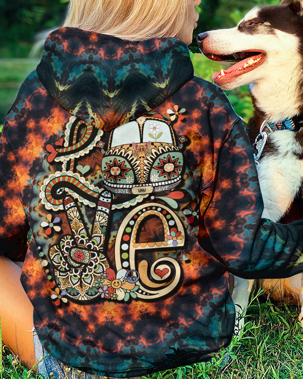 HIPPIE PEACE LOVE MANDALA TIE DYE ALL OVER PRINT - TY1702232