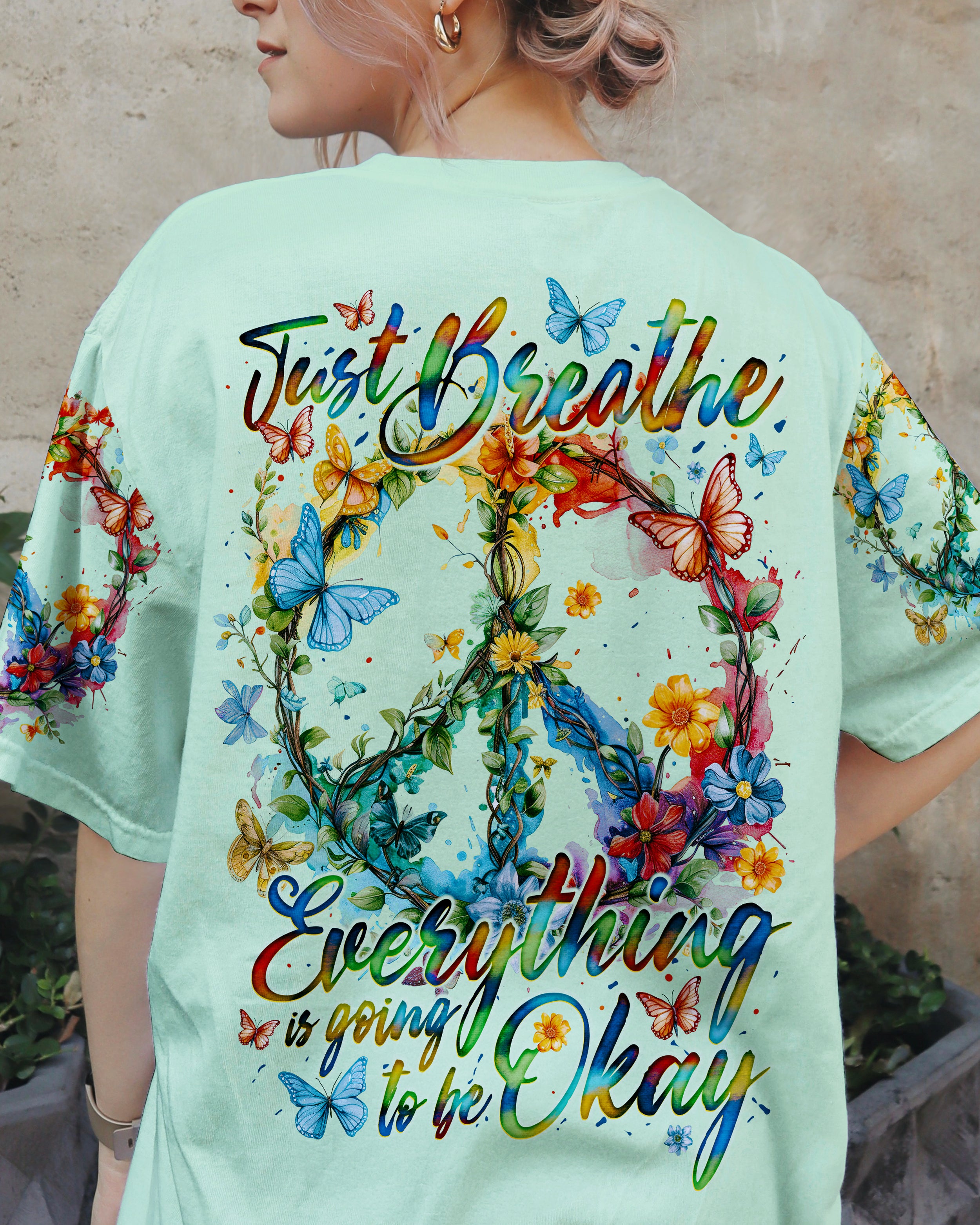 JUST BREATHE PEACE FLOWERS ALL OVER PRINT - TY1305241