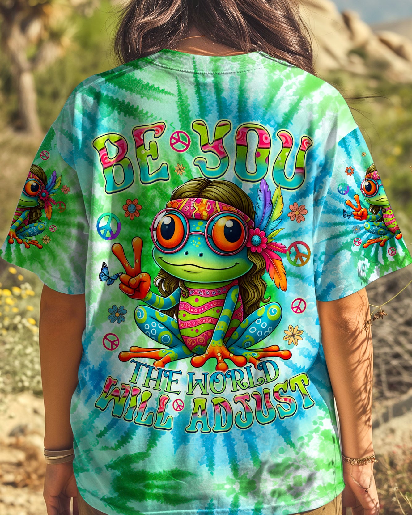 BE YOU THE WORLD WILL ADJUST FROG TIE DYE ALL OVER PRINT - TYQY1508244