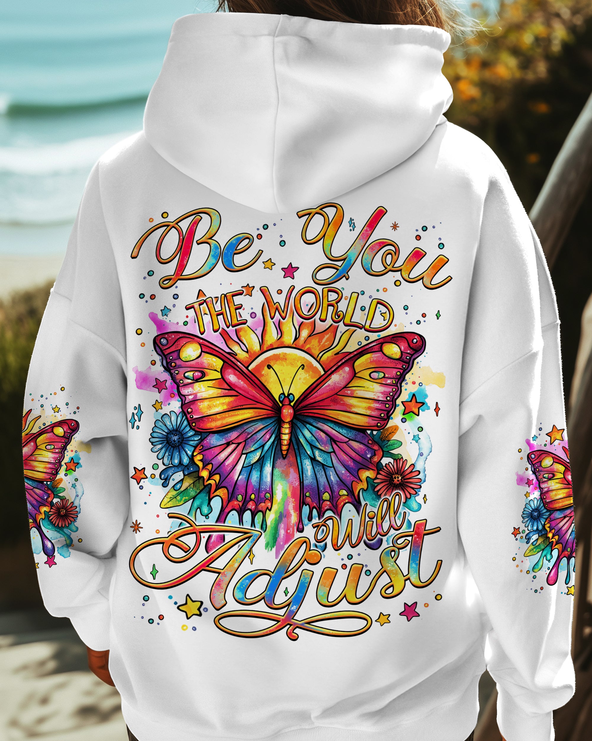 BE YOU THE WORLD WILL ADJUST BUTTERFLY ALL OVER PRINT - TYQY3008242