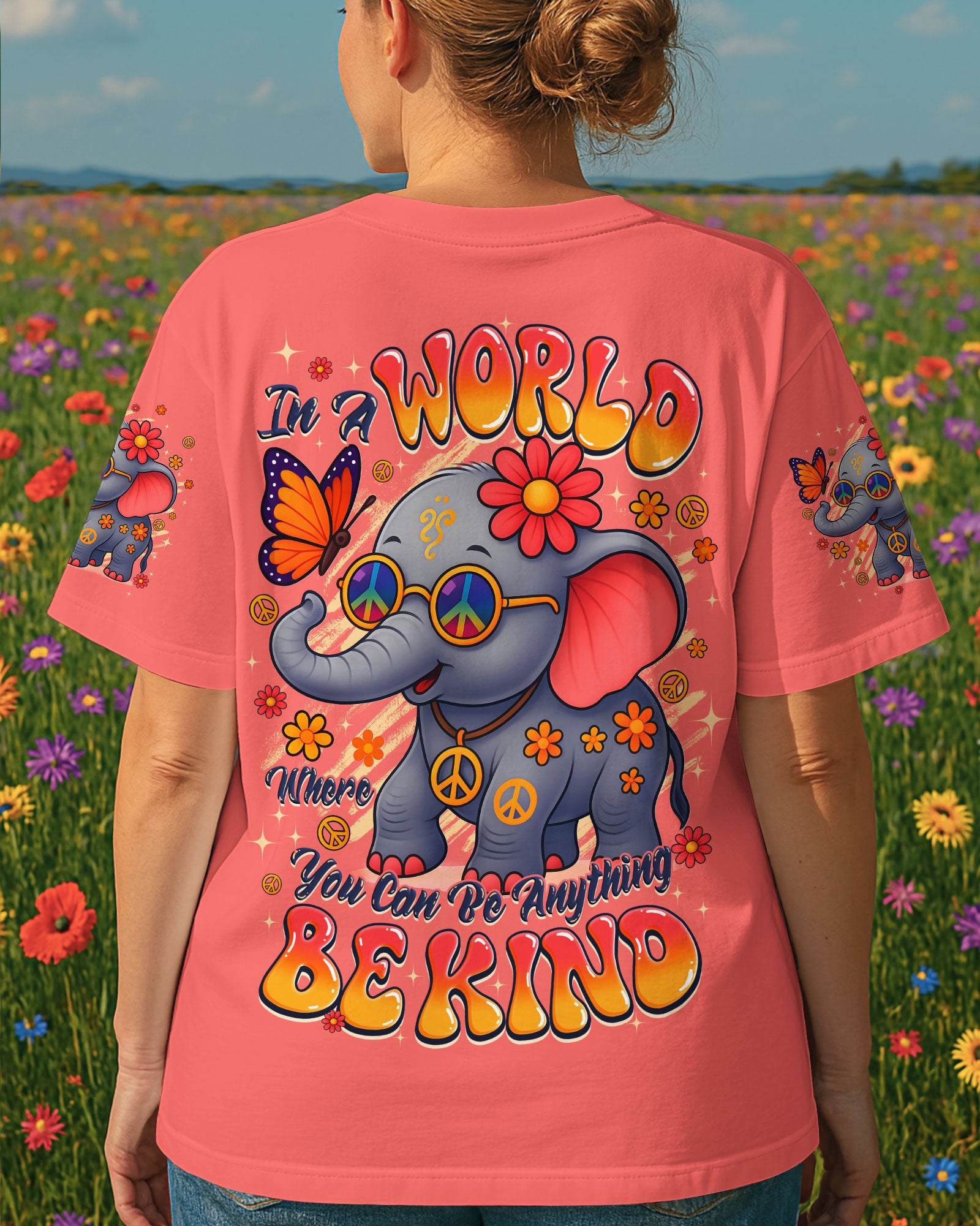 IN A WORLD WHERE YOU CAN BE ANYTHING BE KIND ELEPHANT ALL OVER PRINT - TYQY2507253