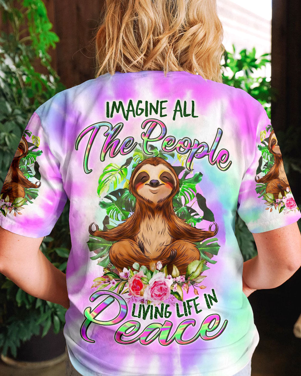 IMAGINE ALL THE PEOPLE LIVING LIFE IN PEACE SLOTH ALL OVER PRINT - YHLN2906234