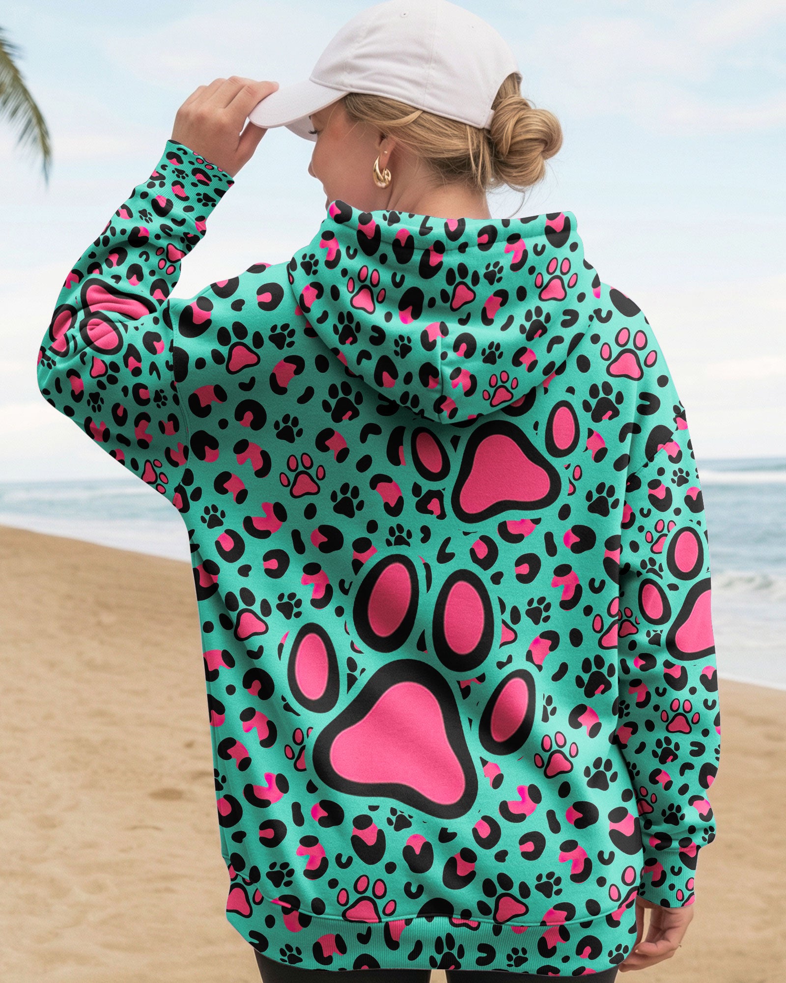 GROOVY PAW TEAL PINK ALL OVER PRINT - TY0601261