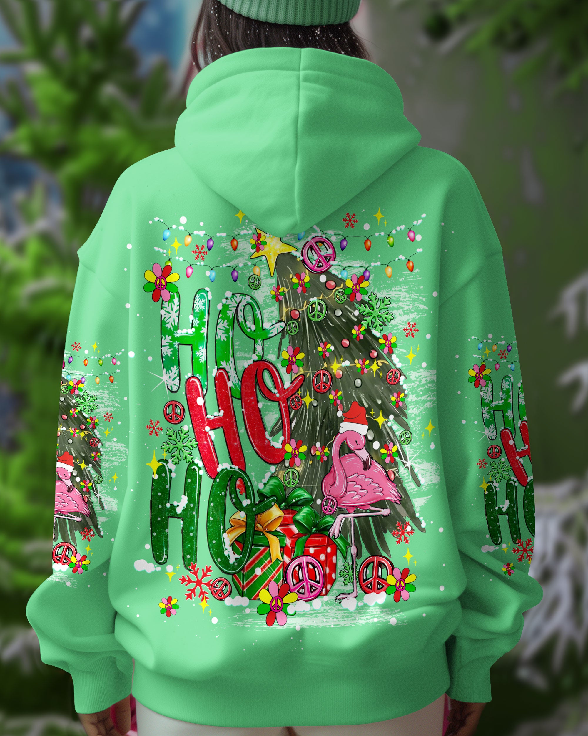 HOHOHO FLAMINGO CHRISTMAS ALL OVER PRINT - TY1910241