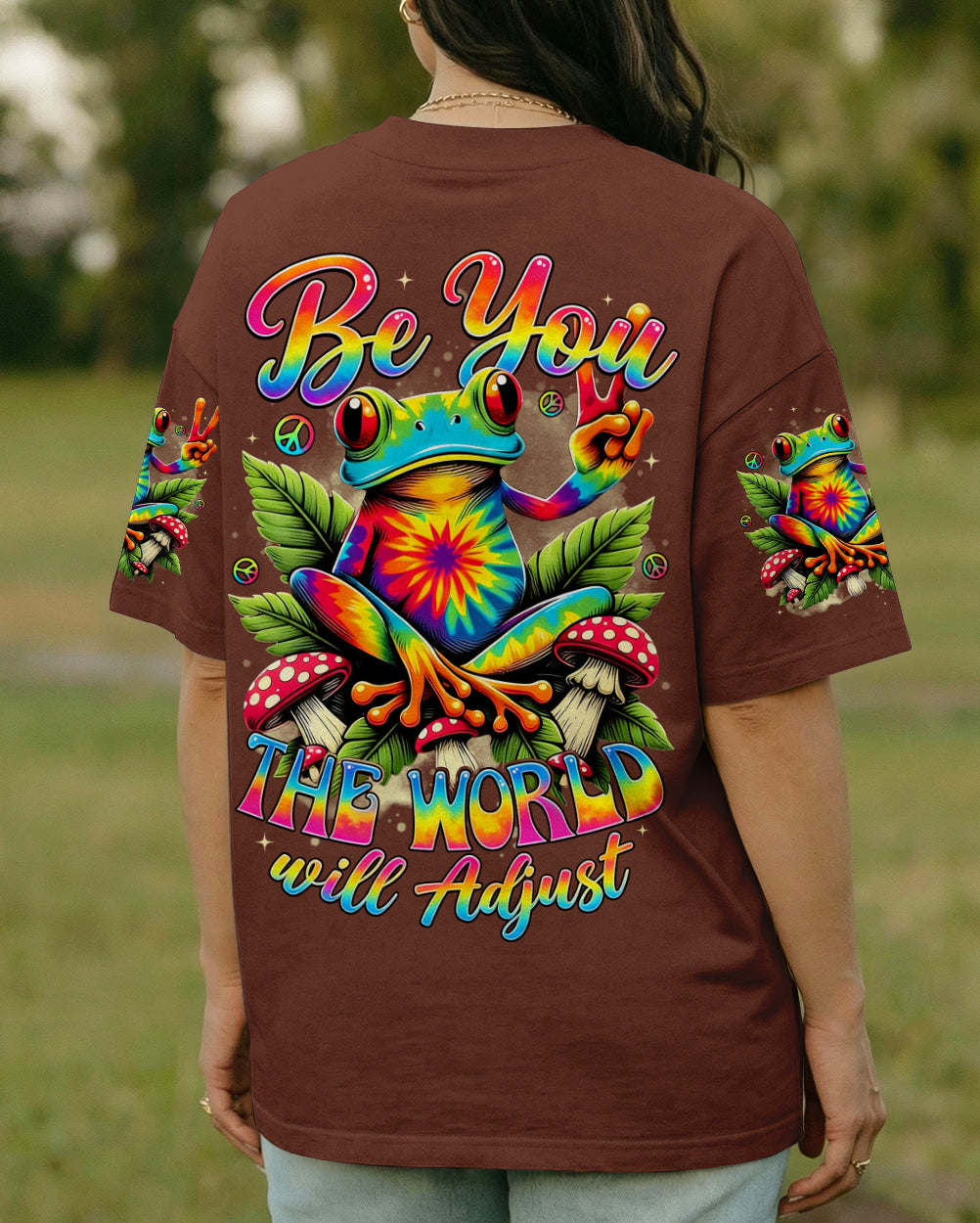 BE YOU THE WORLD WILL ADJUST FROG ALL OVER PRINT - TYTD0402261