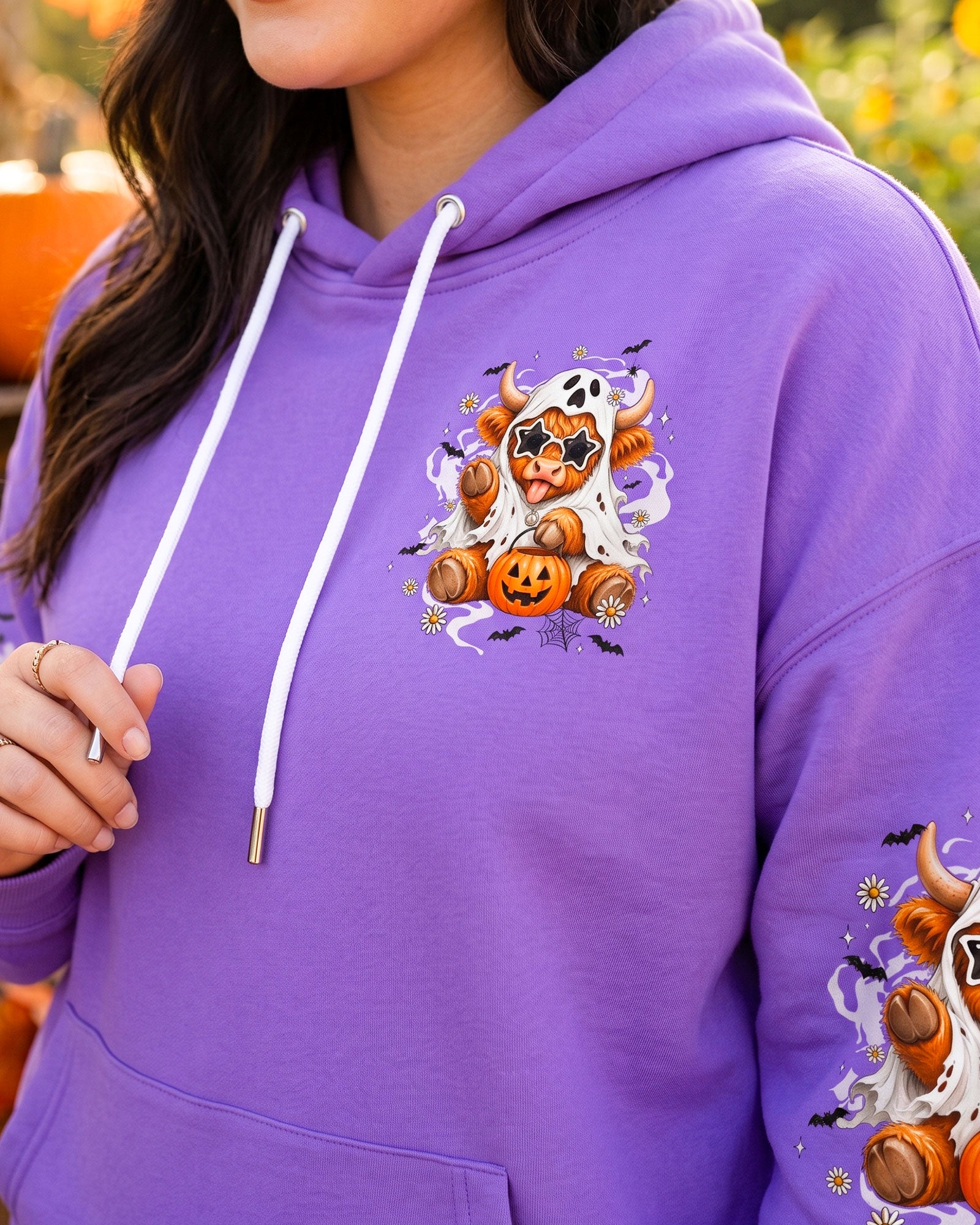 BOO I MEAN MOO HALLOWEEN HIGHLAND COW ALL OVER PRINT - TYQY1707262