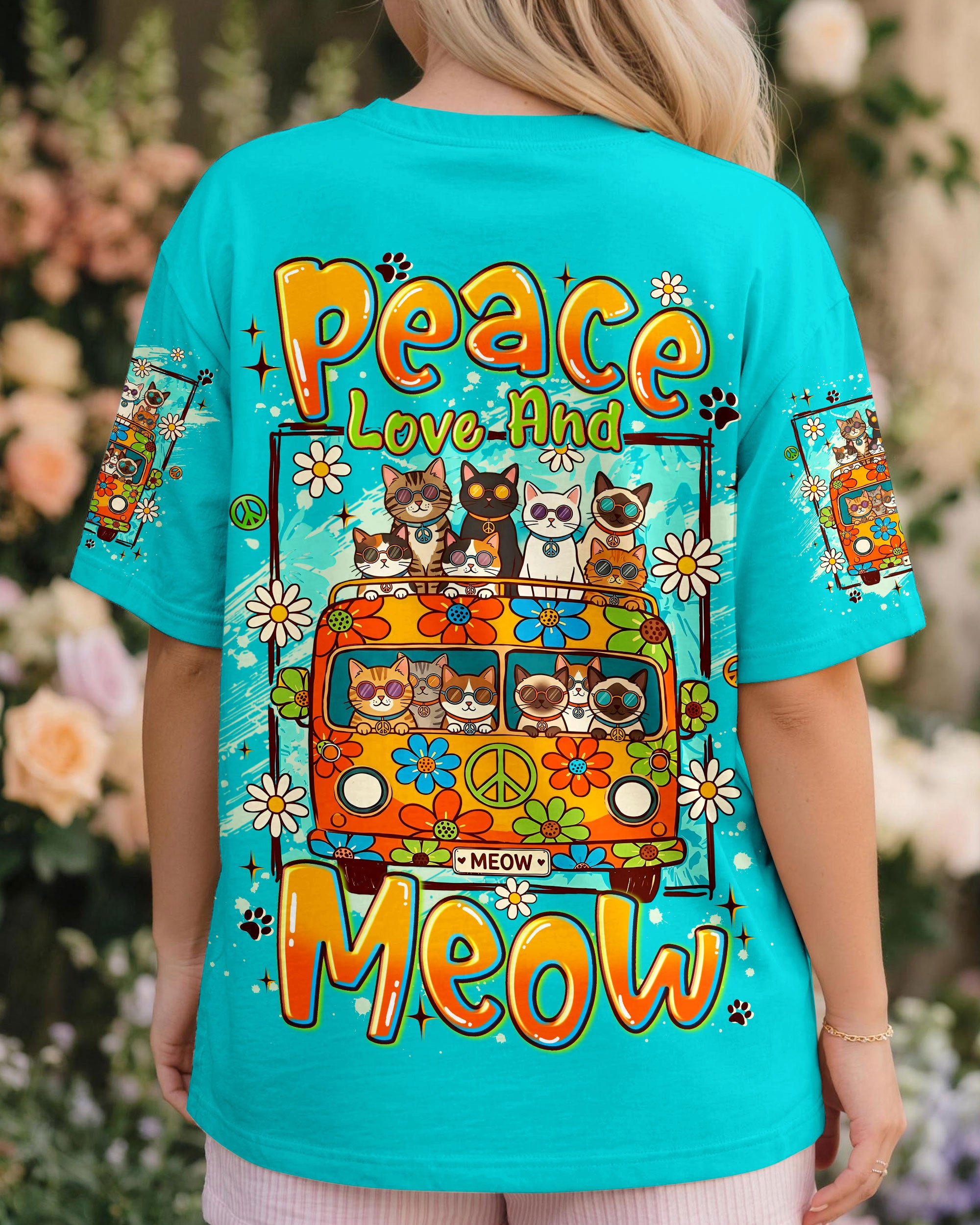 PEACE LOVE AND MEOW CATS ALL OVER PRINT - TYLN2407263