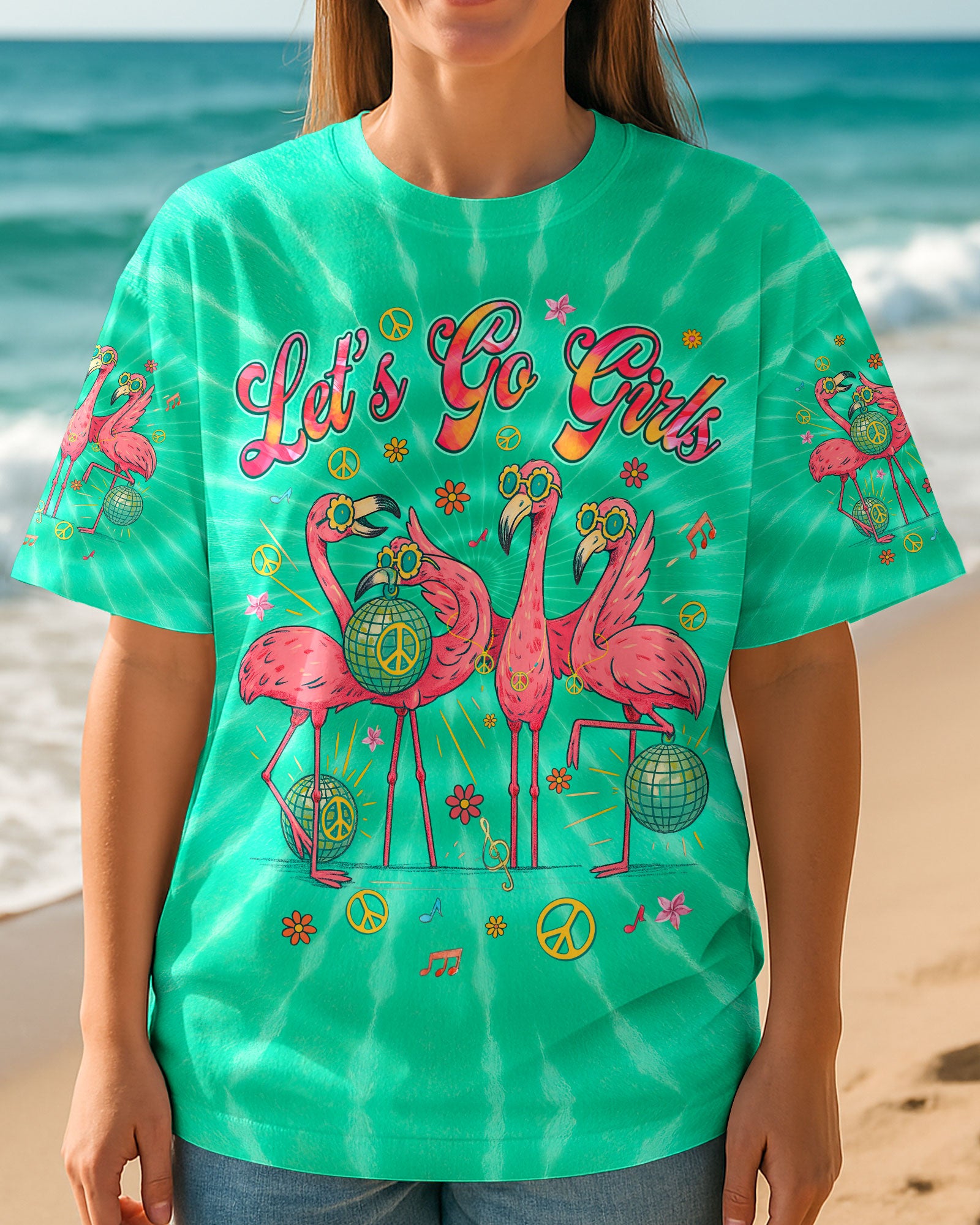 LET'S GO GIRL FLAMINGO TIE DYE ALL OVER PRINT - TYQY2804253