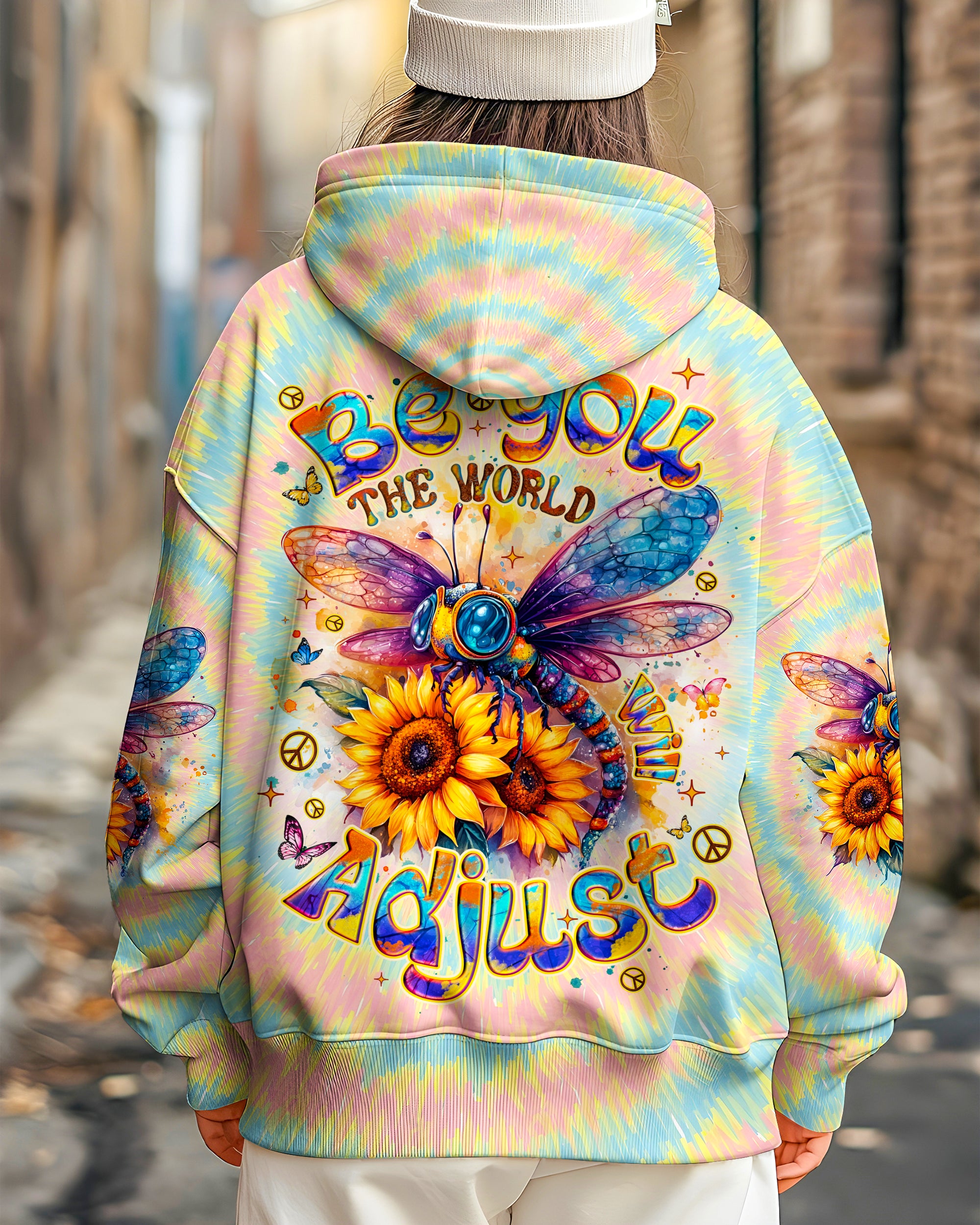 BE YOU THE WORLD WILL ADJUST DRAGONFLY TIE DYE ALL OVER PRINT - TYQY1902253